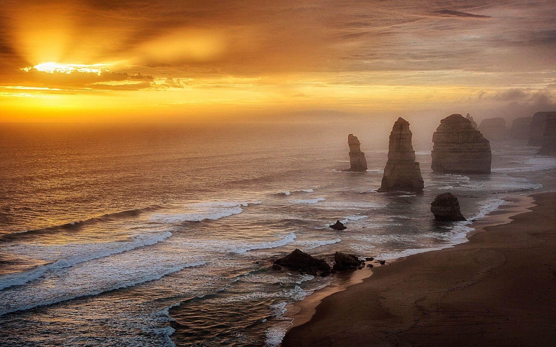 1920x1200 Australibeach, Beautiful, Sunset, Scene, Wallpaper