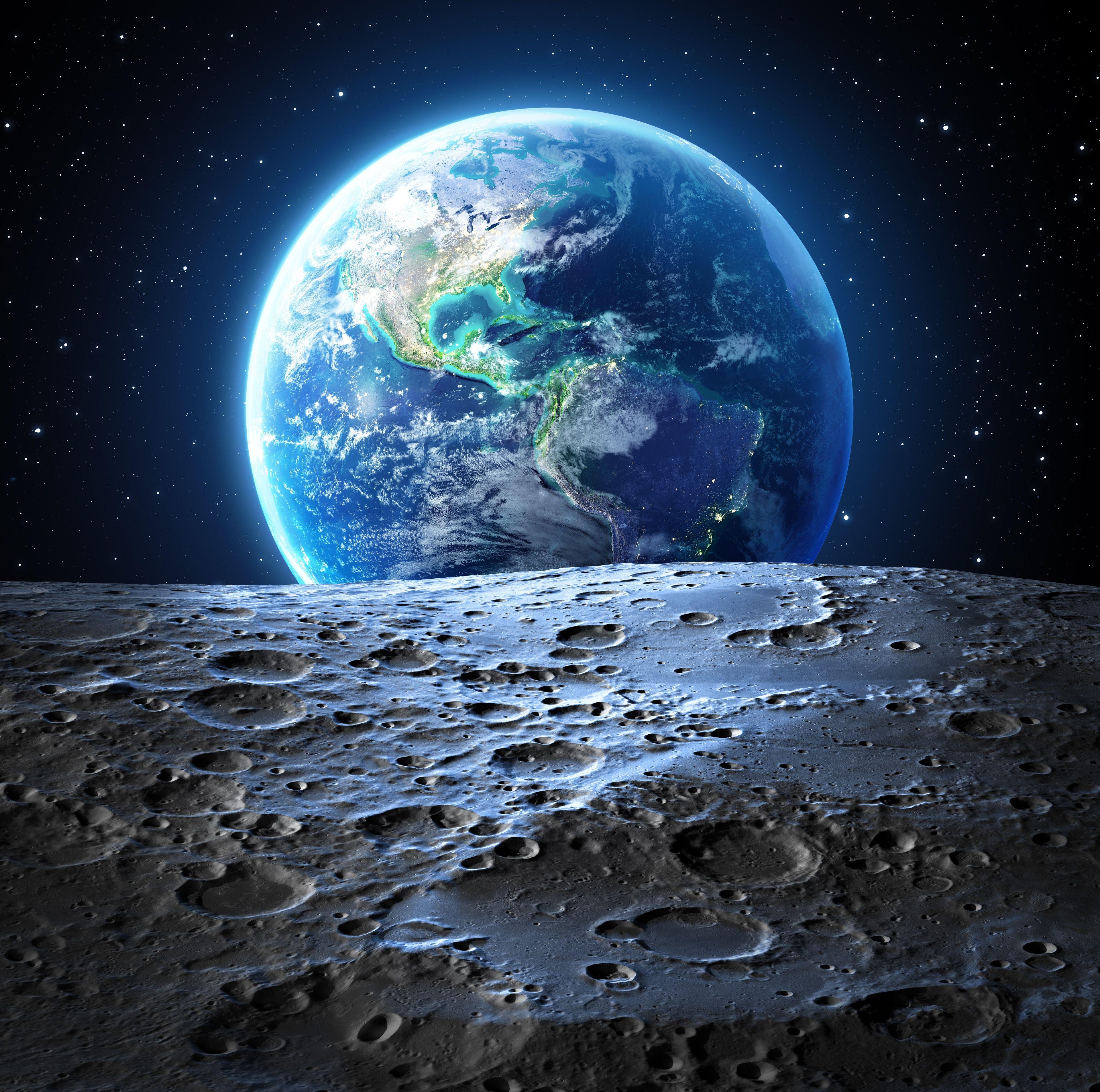 3840x3812 Planet Earth seen from the Moon Wallpaper 4k Ultra HD