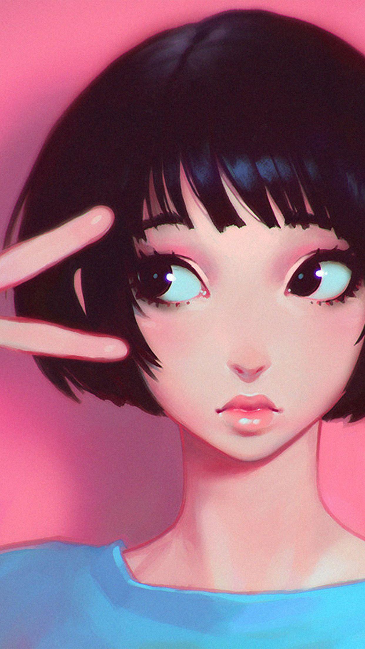 1242x2208 Ay03 Ilya Kuvshinov Pink Girl Illustration Art