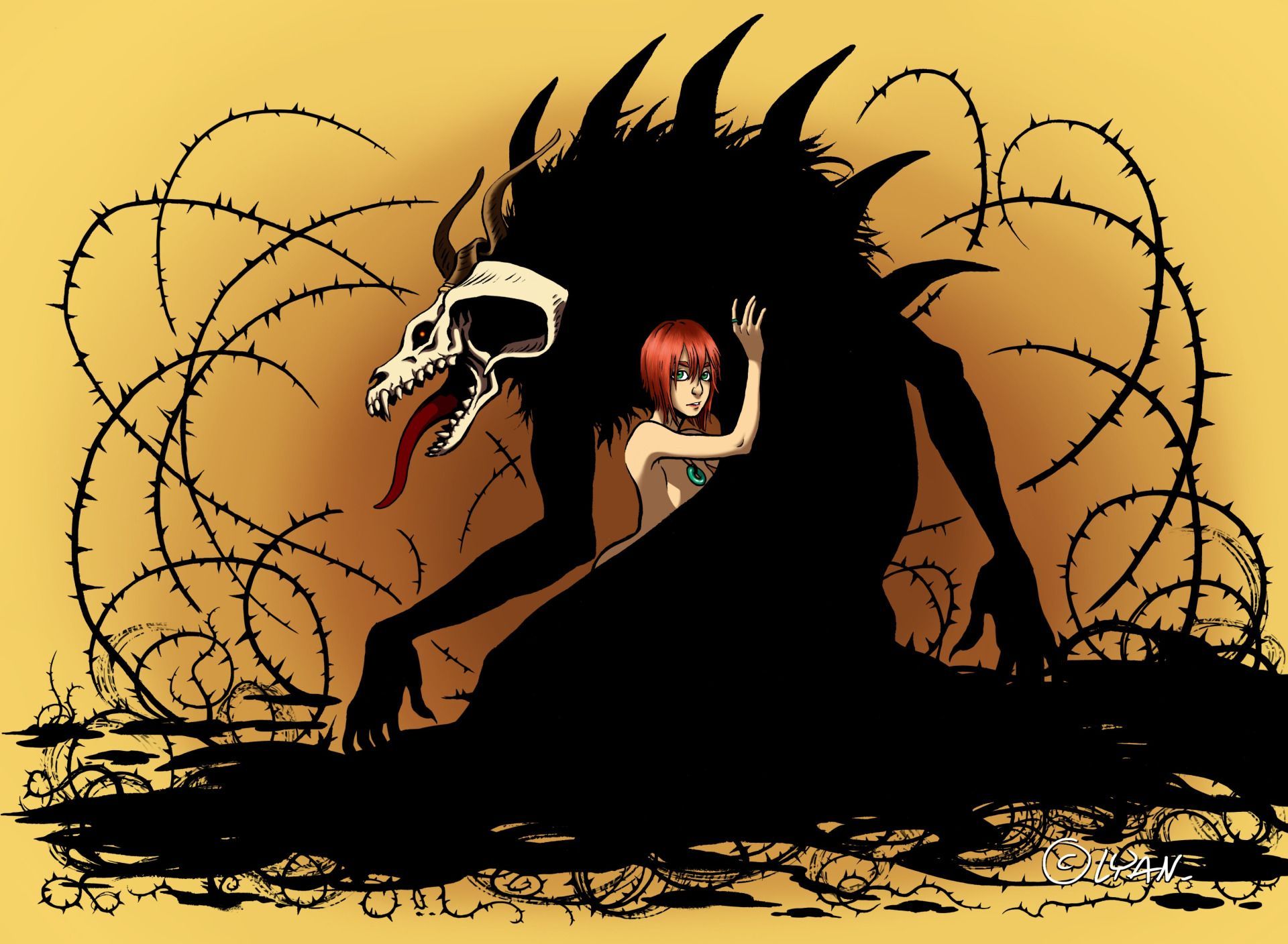 1920x1408 monster, spikes, Mahou Tsukai no Yome