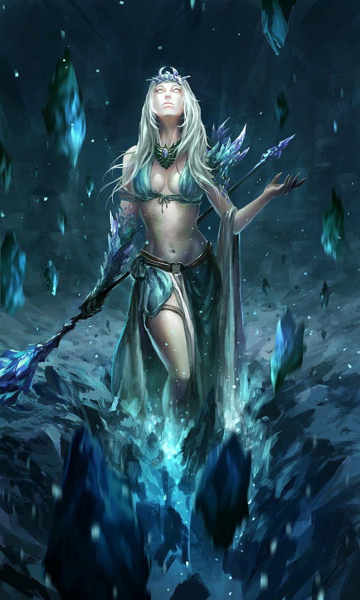 728x1213 HD wallpaper: fantasy art, Ice Queen, one person, nature, human
