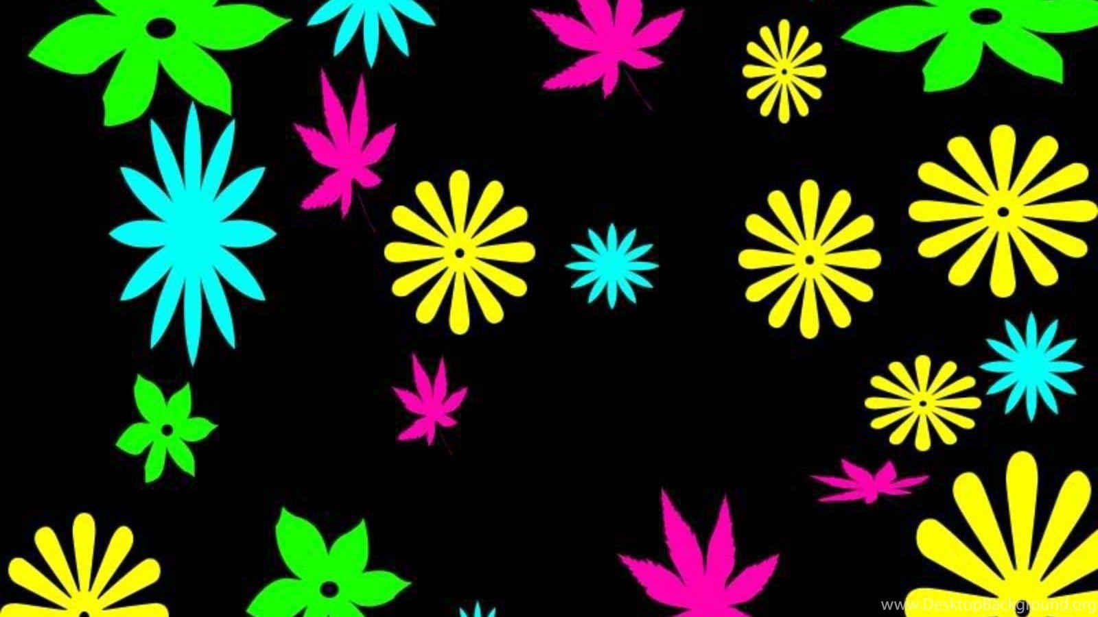 1600x900 Flowers Neon Colors Rock Wallpaper