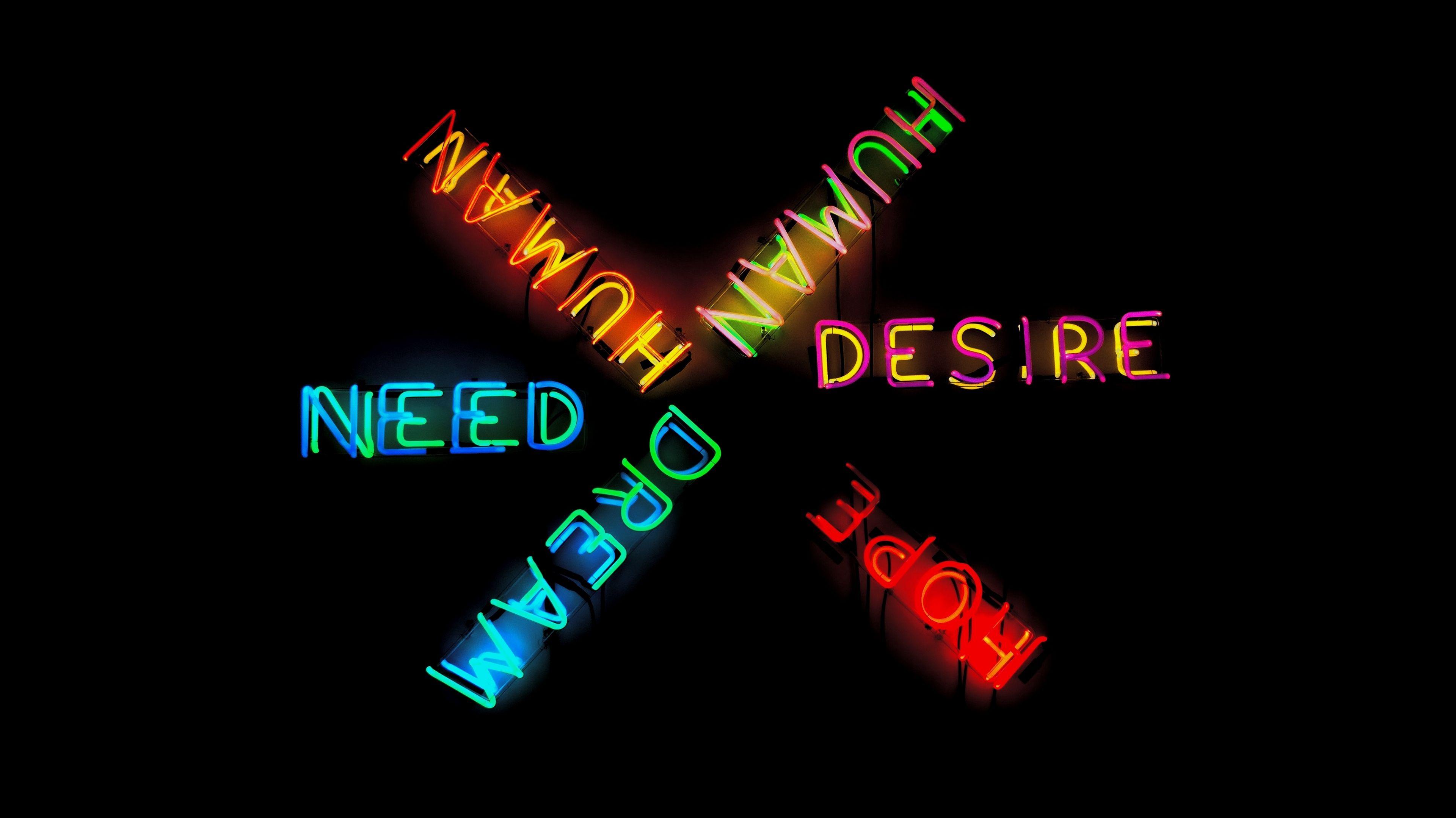 3840x2160 Download wallpaper 3840x2160 inscriptions, letters, neon