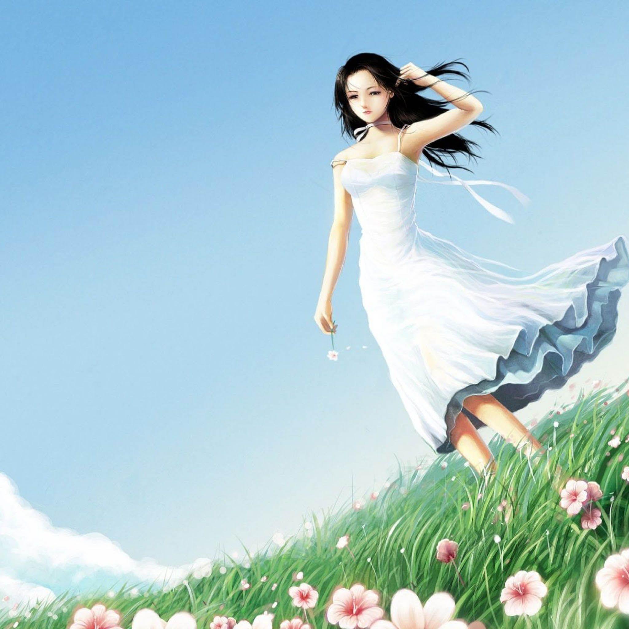 2048x2048 Animated Woman Wallpaper