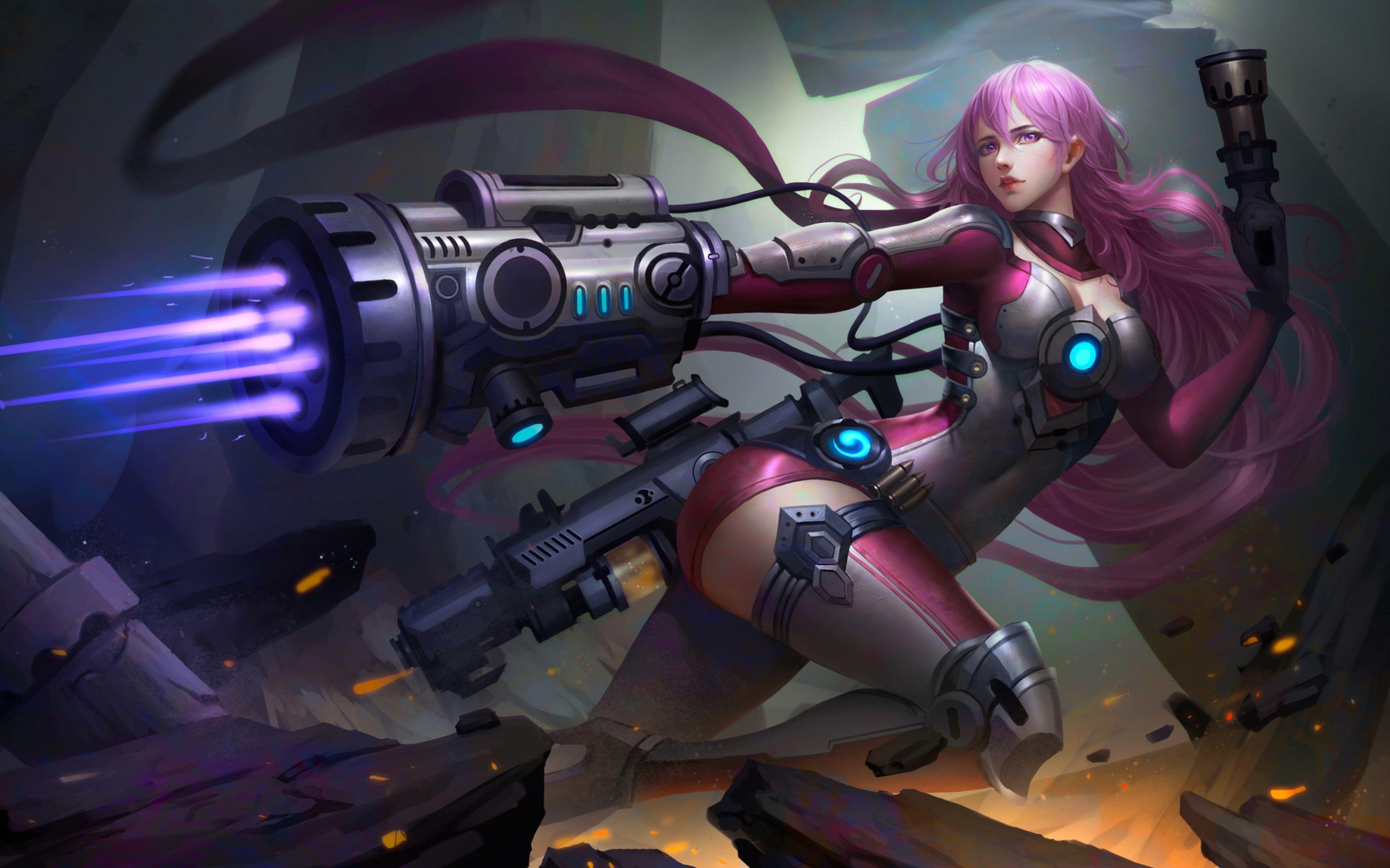 3840x2400 Warrior Fantasy Girl Futuristic Outfit Wallpaper
