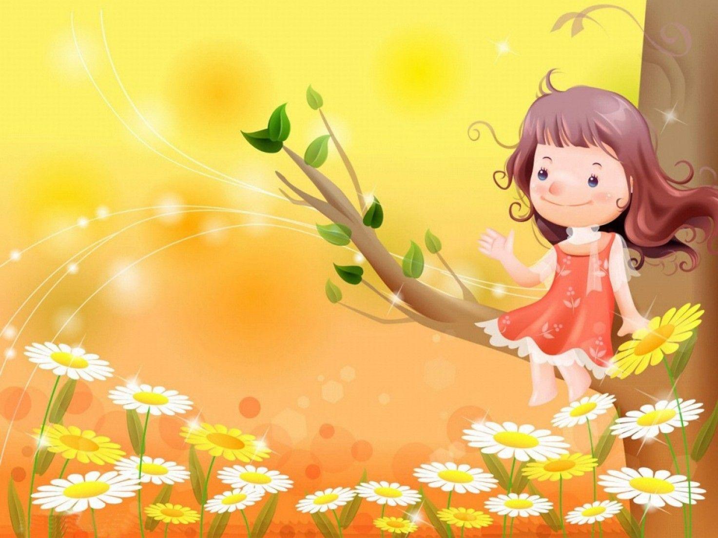 1473x1105 Kids Girl Cartoon Vector Image HD Wallpaper
