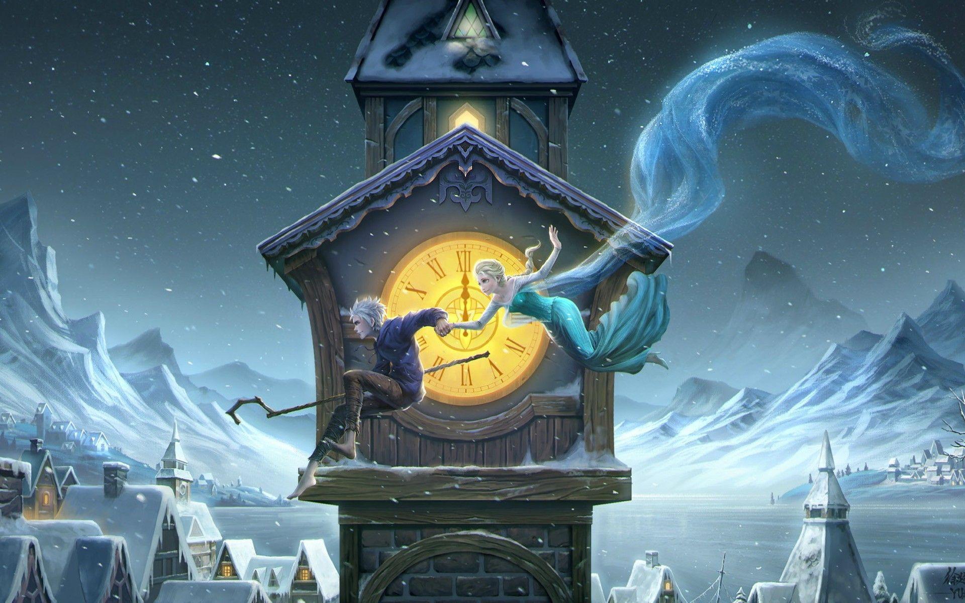 1920x1200 Download Wallpaper Jack Frost, Queen Elsa, 3D Animation