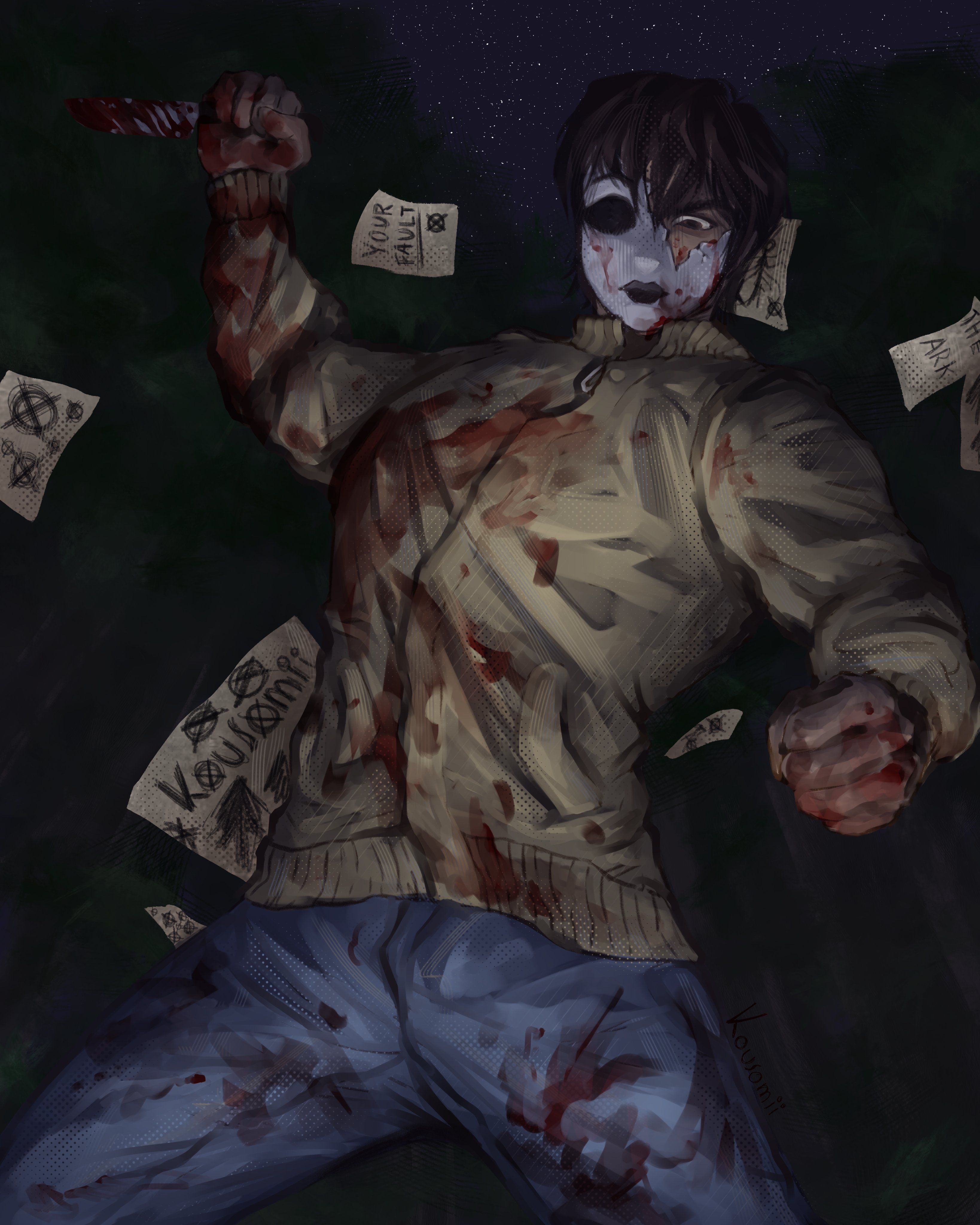 3277x4096 painted masky :3c marble hornets holds