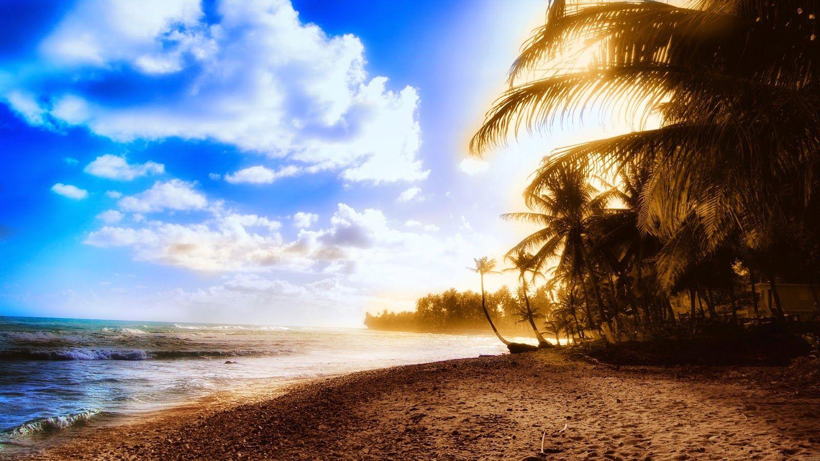 1600x900 Tropical blue sea clear sky white sand beach view theme HD 1080p