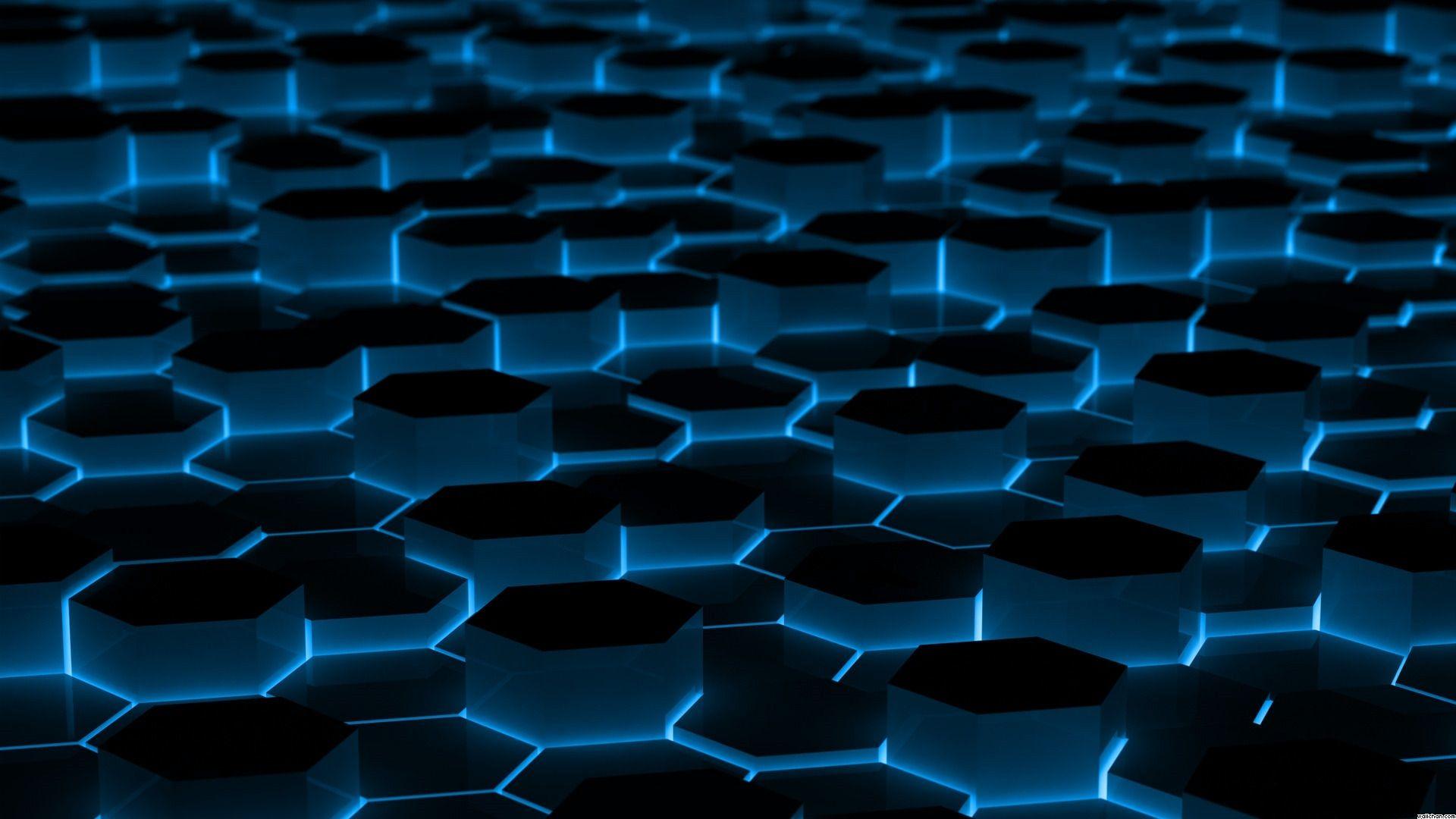 Dark Blue Geometric Shapes Wallpaper