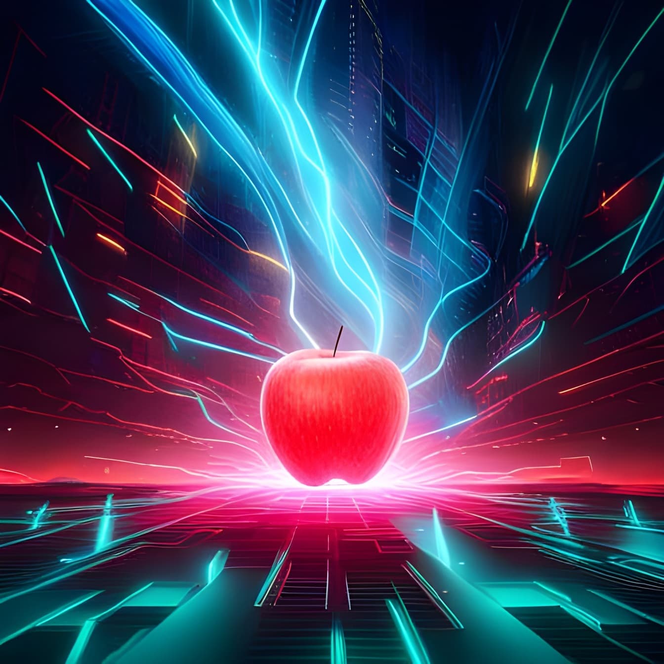 1344x1344 Illustration of dark red apple