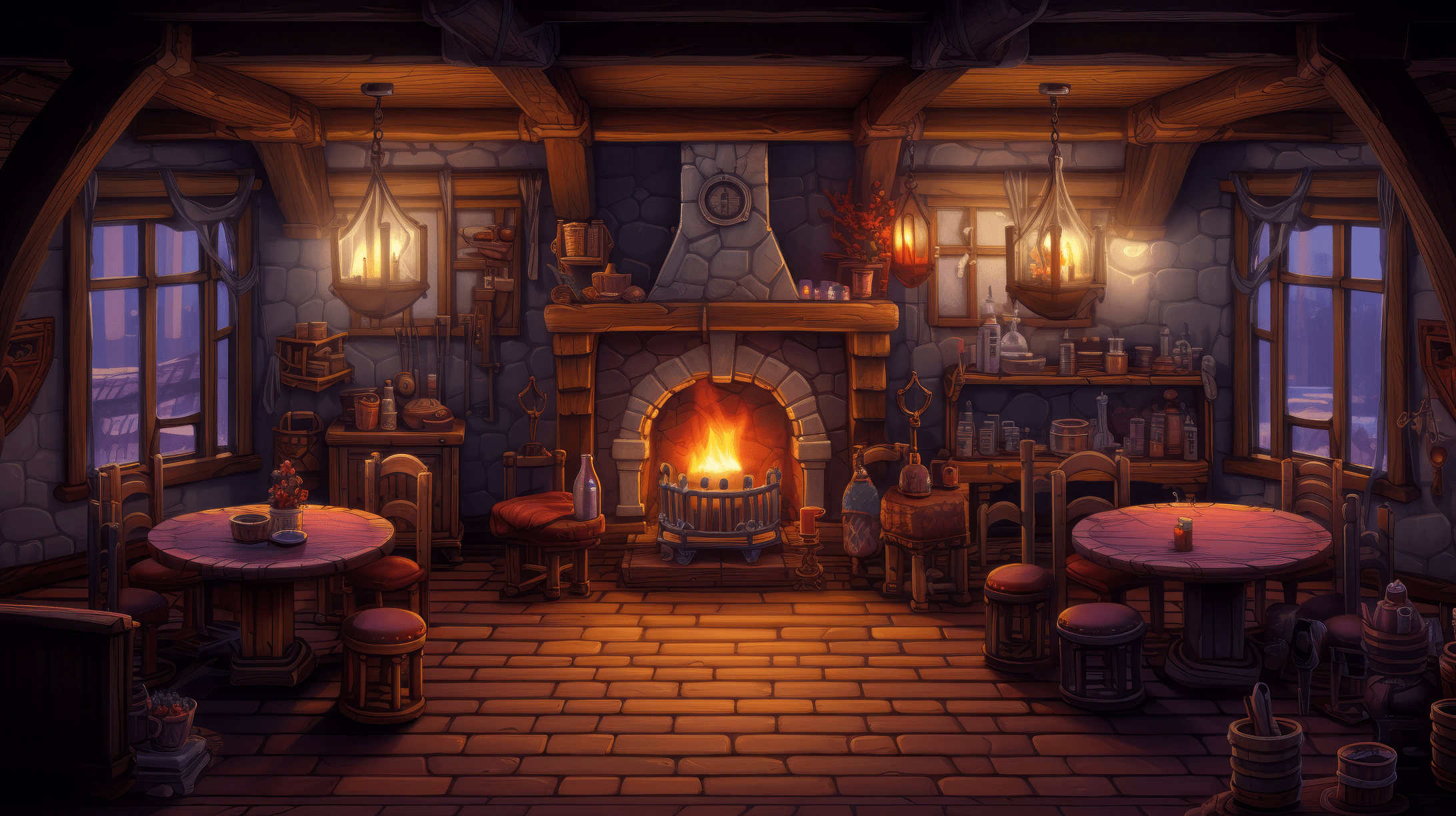 2184x1224 Cozy Medieval Tavern HD Wallpaper