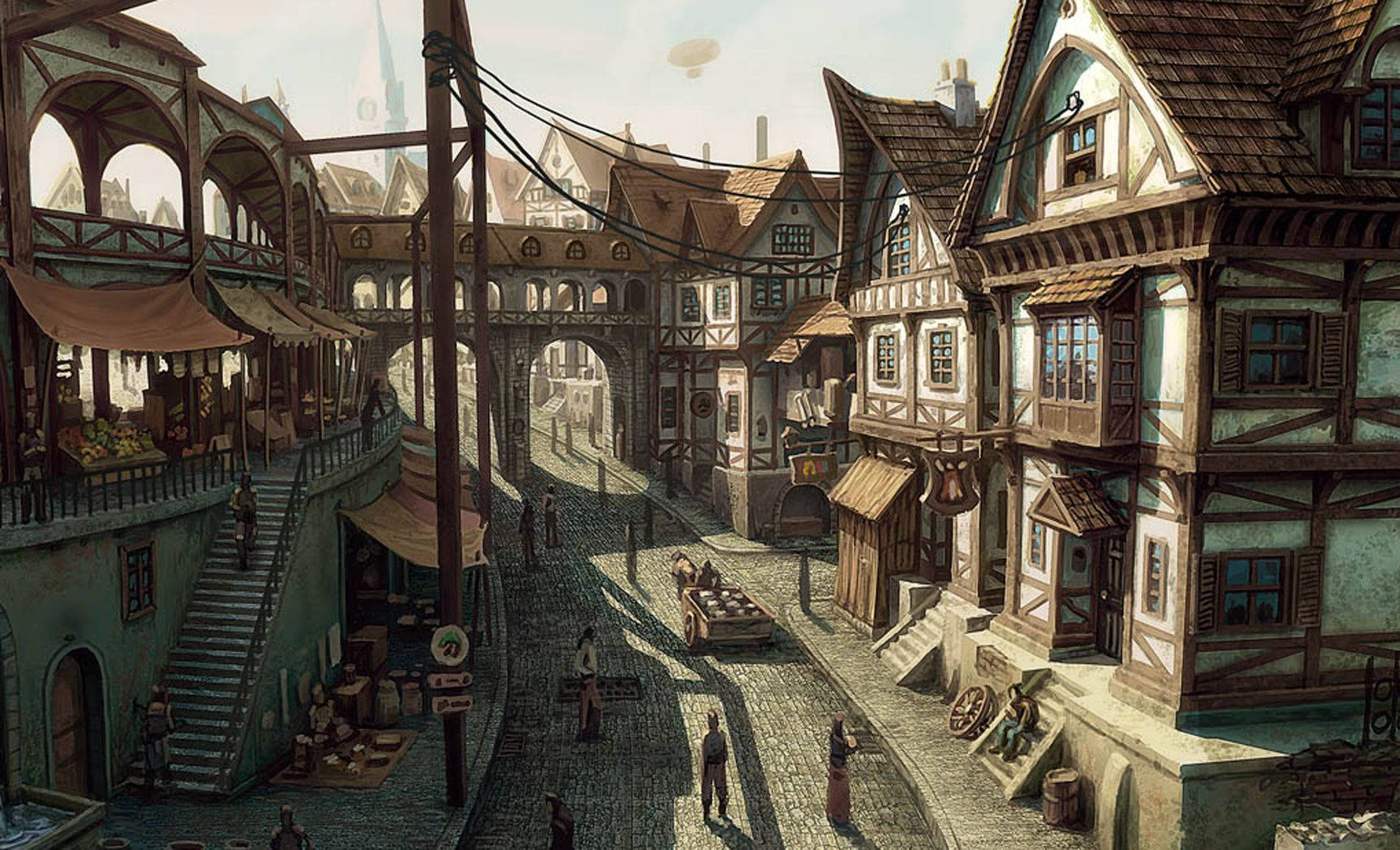 1730x1050 Medieval Town Wallpaper