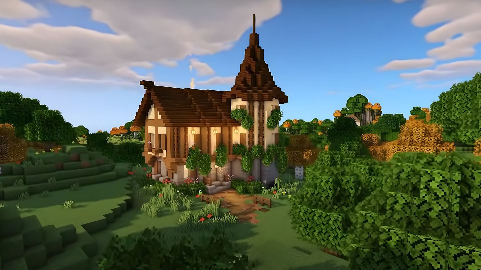 1920x1080 Minecraft medieval house designs in 2023