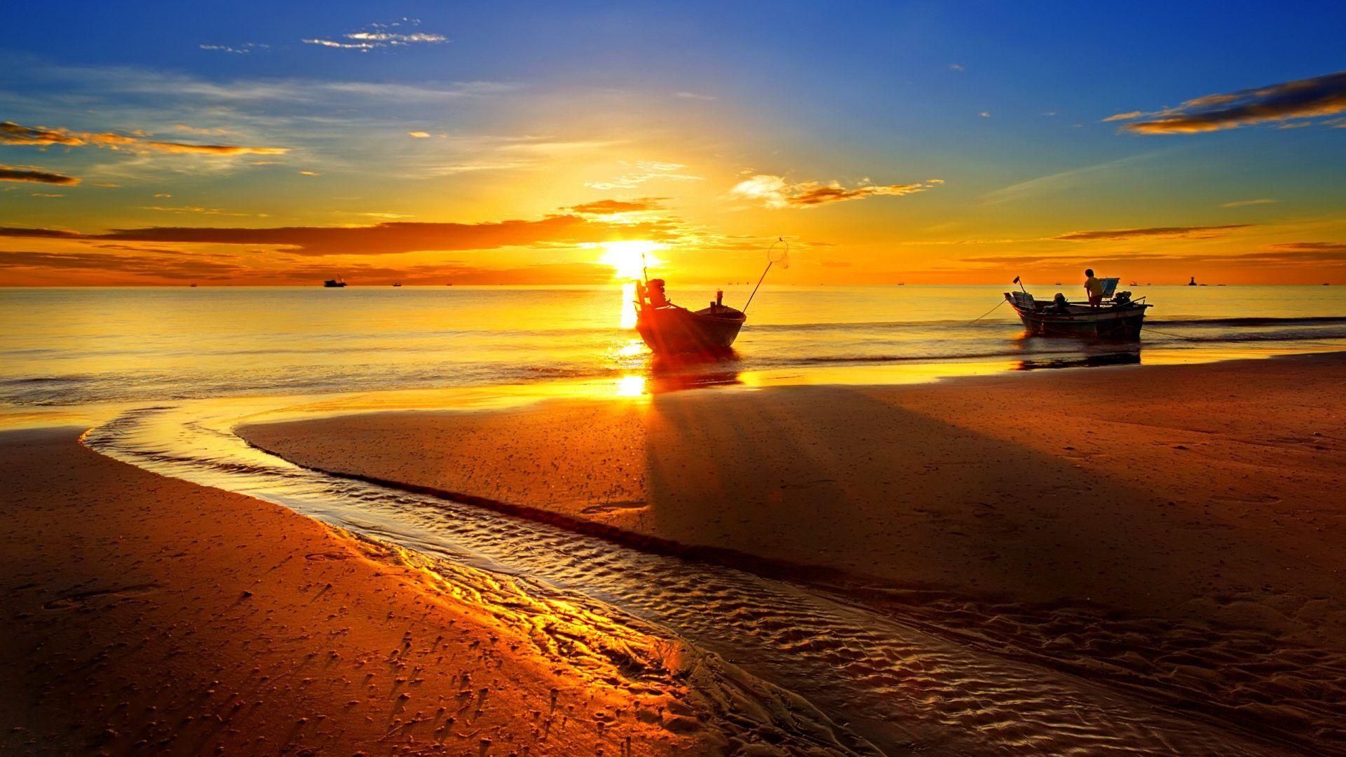 1920x1080 Boats Tag wallpaper: Sea Splendor Sailboats Sunset Boats