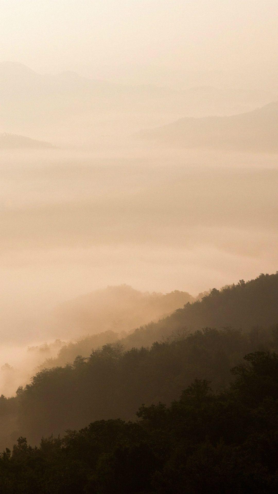 1080x1920 Mountain Fog Yellow Nature iPhone 8 Wallpaper Free Download