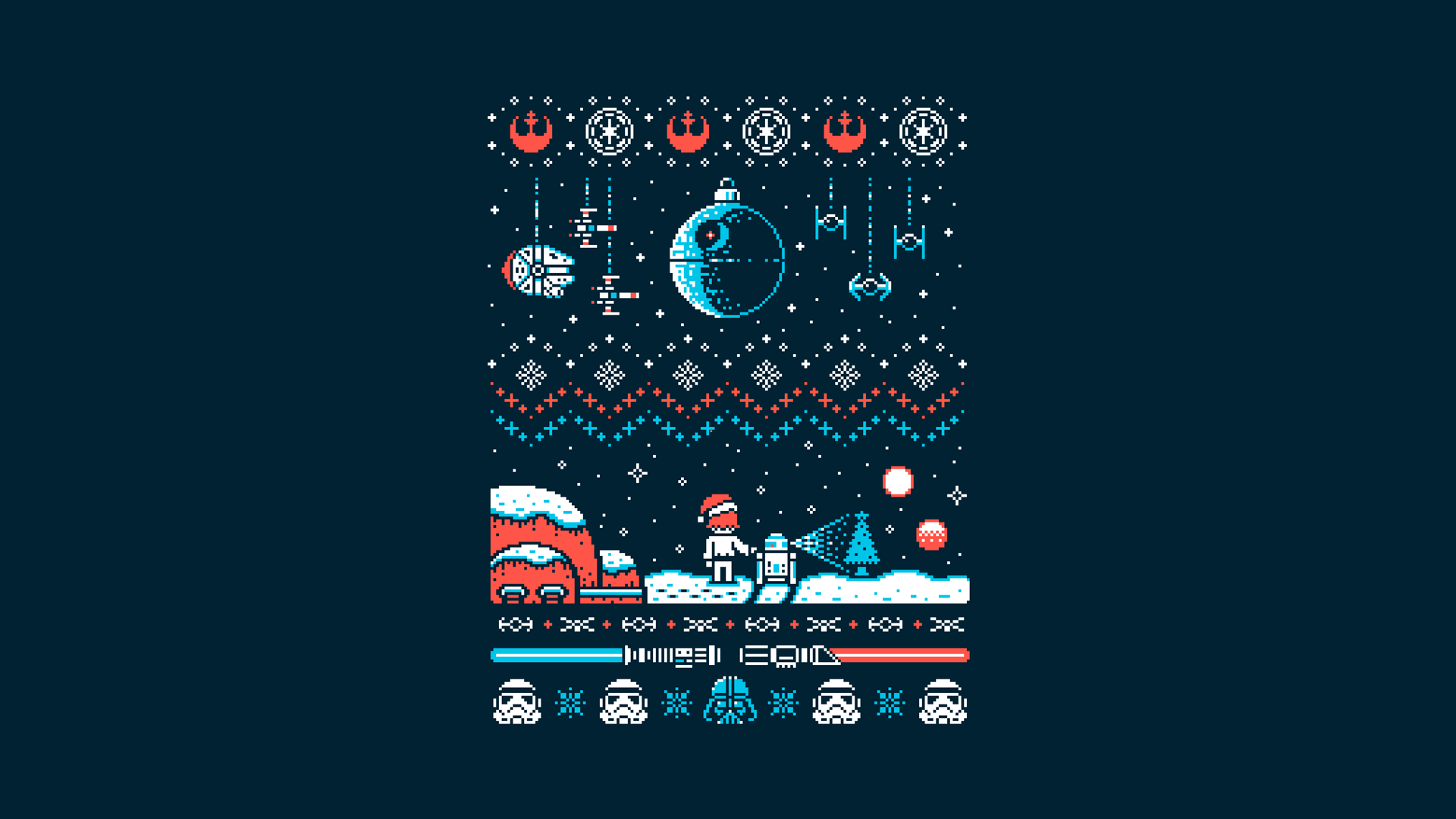 1920x1080 Turned this Star Wars Christmas sweater design into a wallpaper
