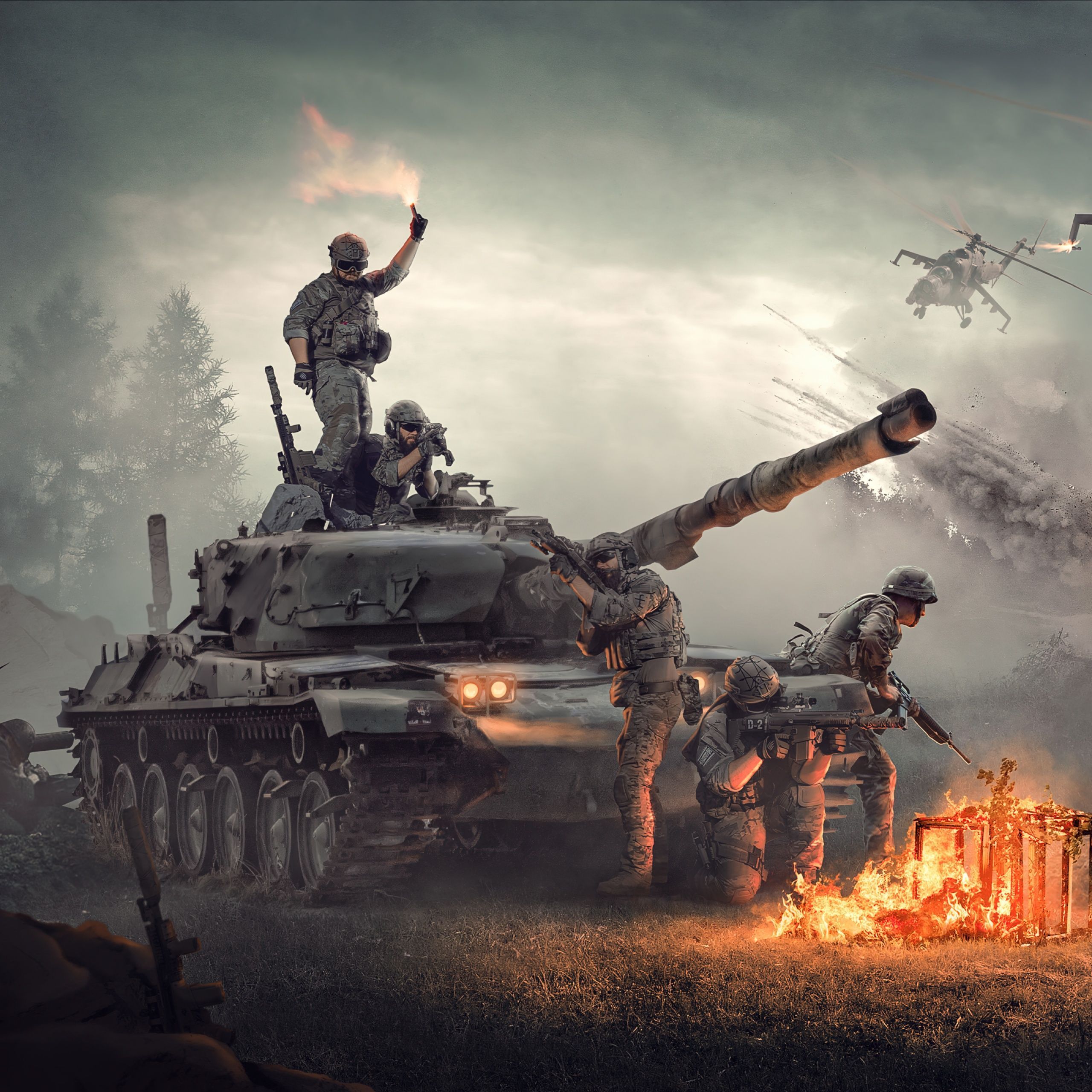 2560x2560 Army Wallpaper 4K, Tanks, Attack