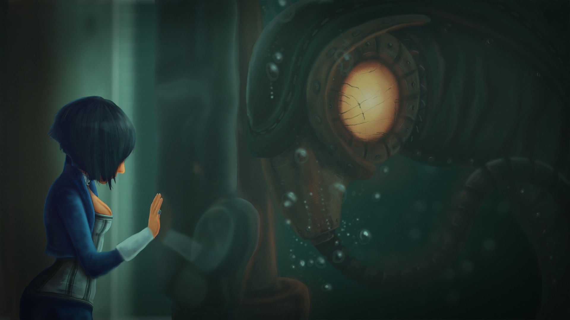 1920x1080 artwork, BioShock, sea, Booker DeWitt