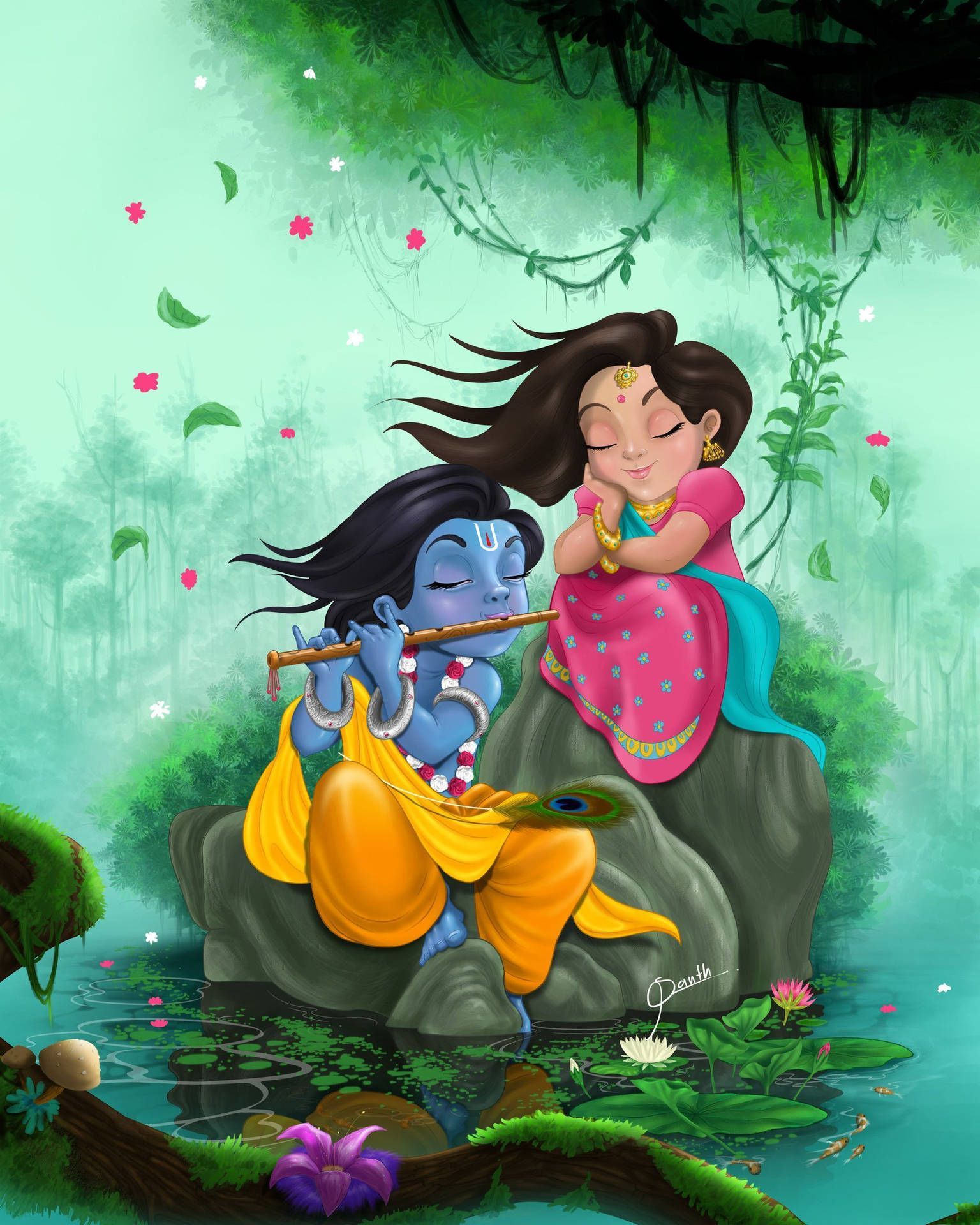 1536x1920 Cartoon Krishna Wallpaper