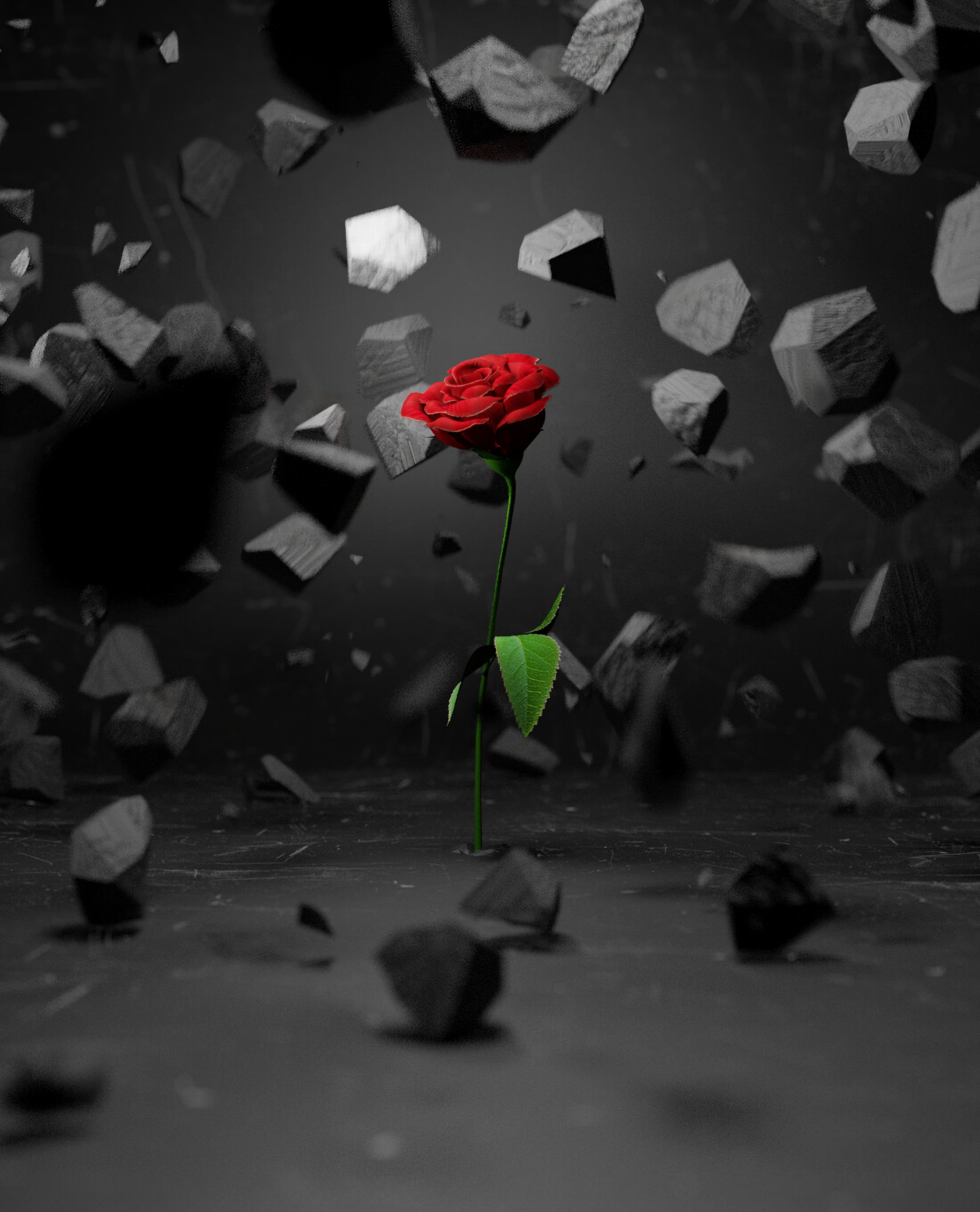 3240x4006 Stones, Rose, 3D, Smithereens, Shards