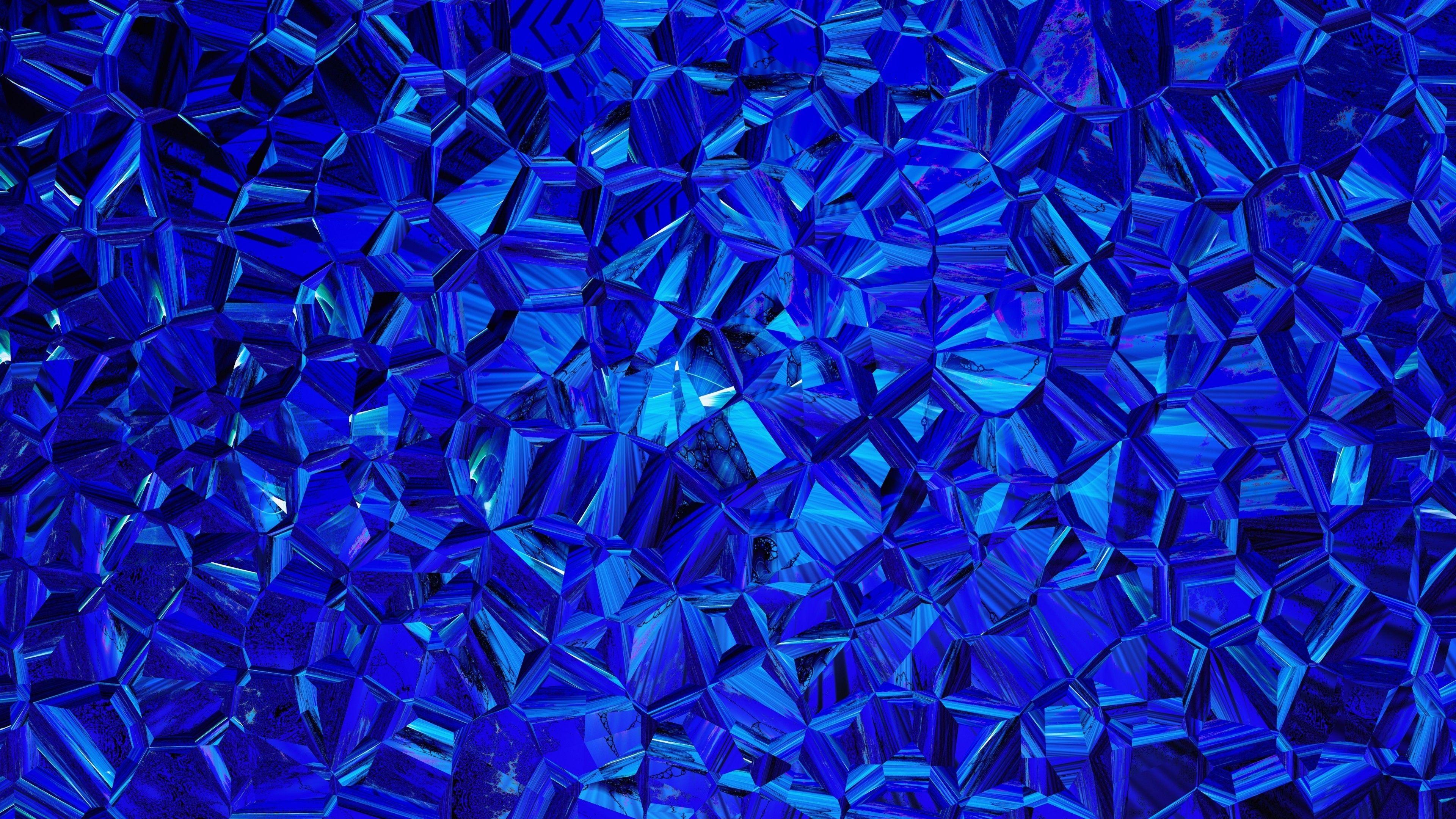 3840x2160 Download 3840x2160 Blue Polygons, Particles Wallpaper