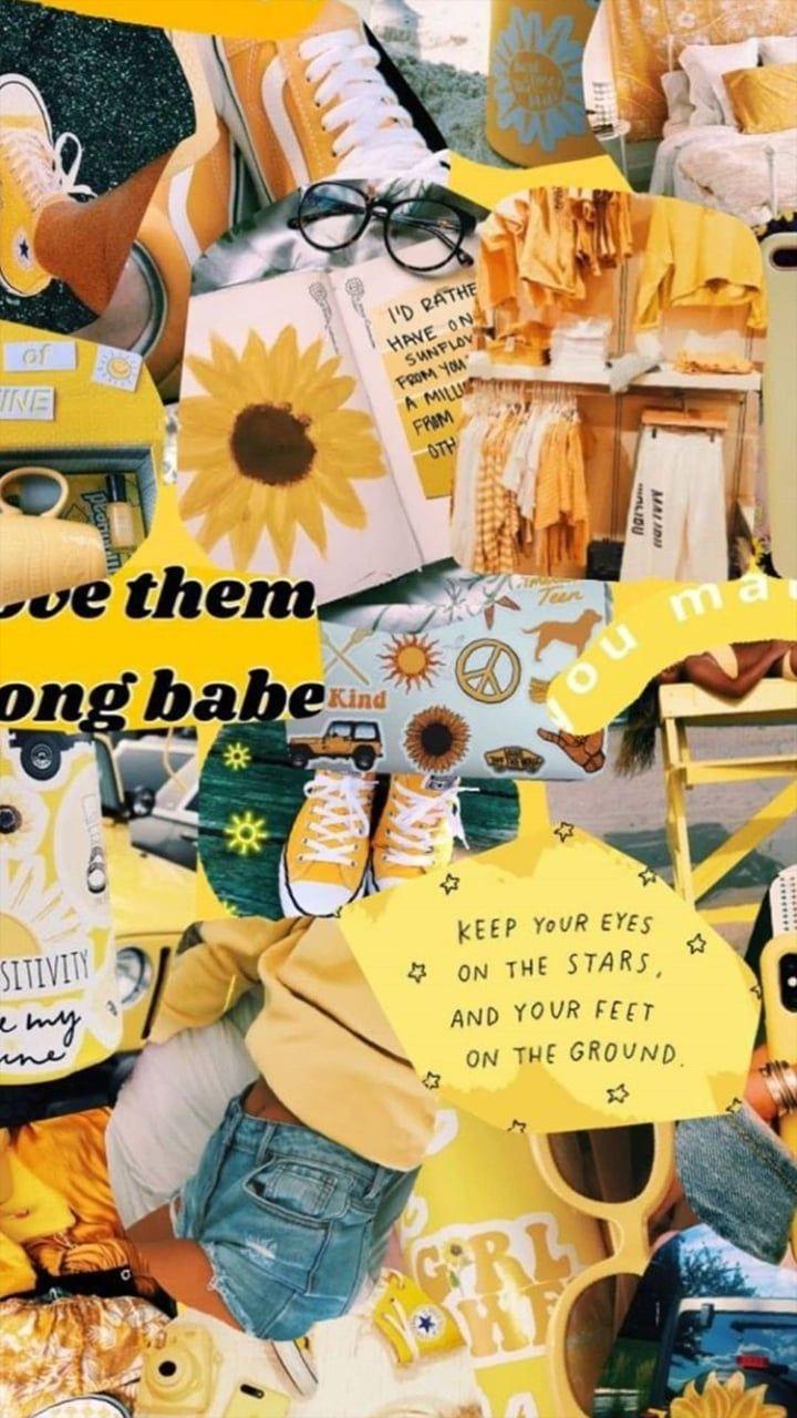 720x1280 Yellow Aesthetic Background Collage Wallpaper