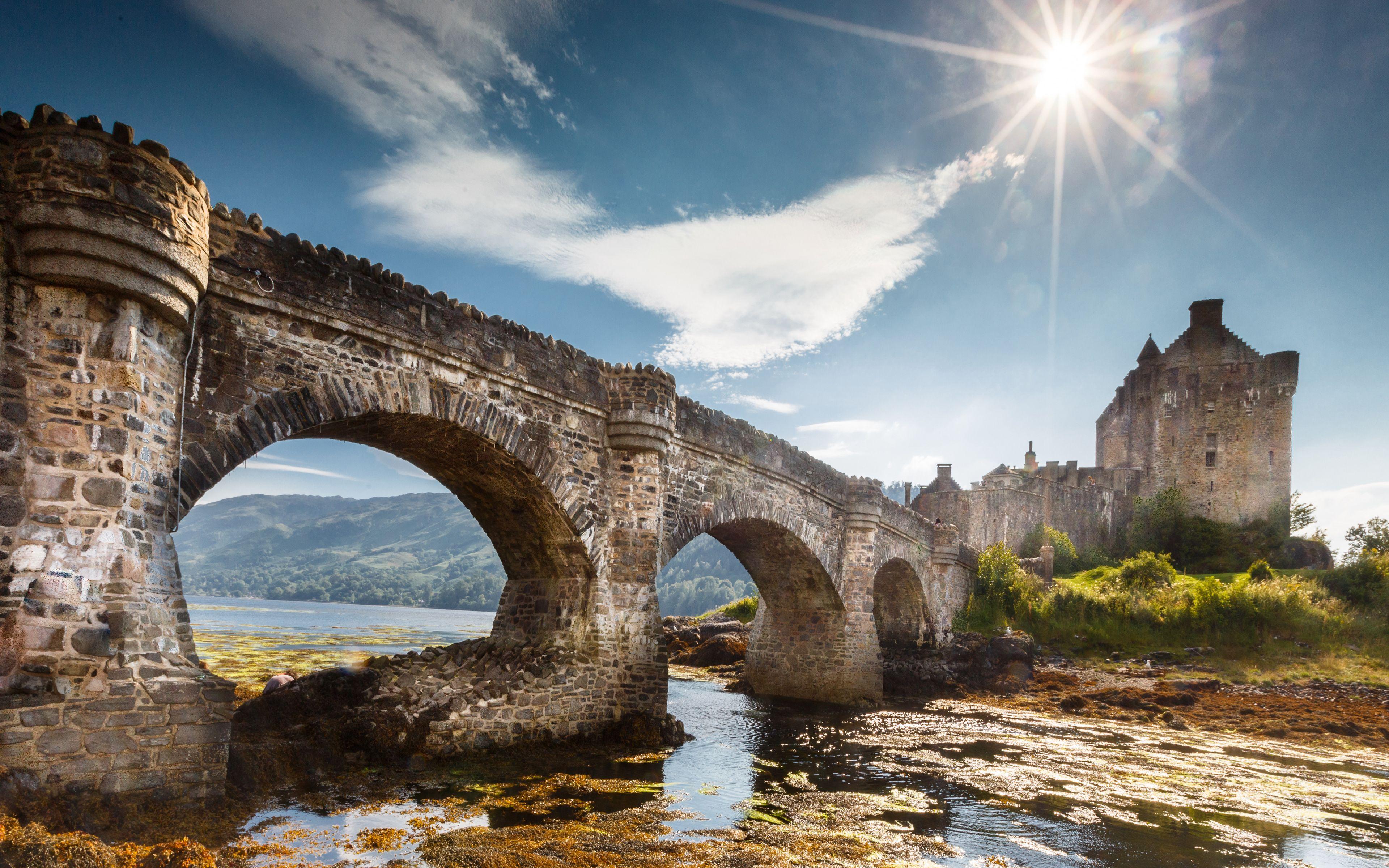 3840x2400 Download wallpaper Eilean Donan Castle, 4k, ruins, Scottish