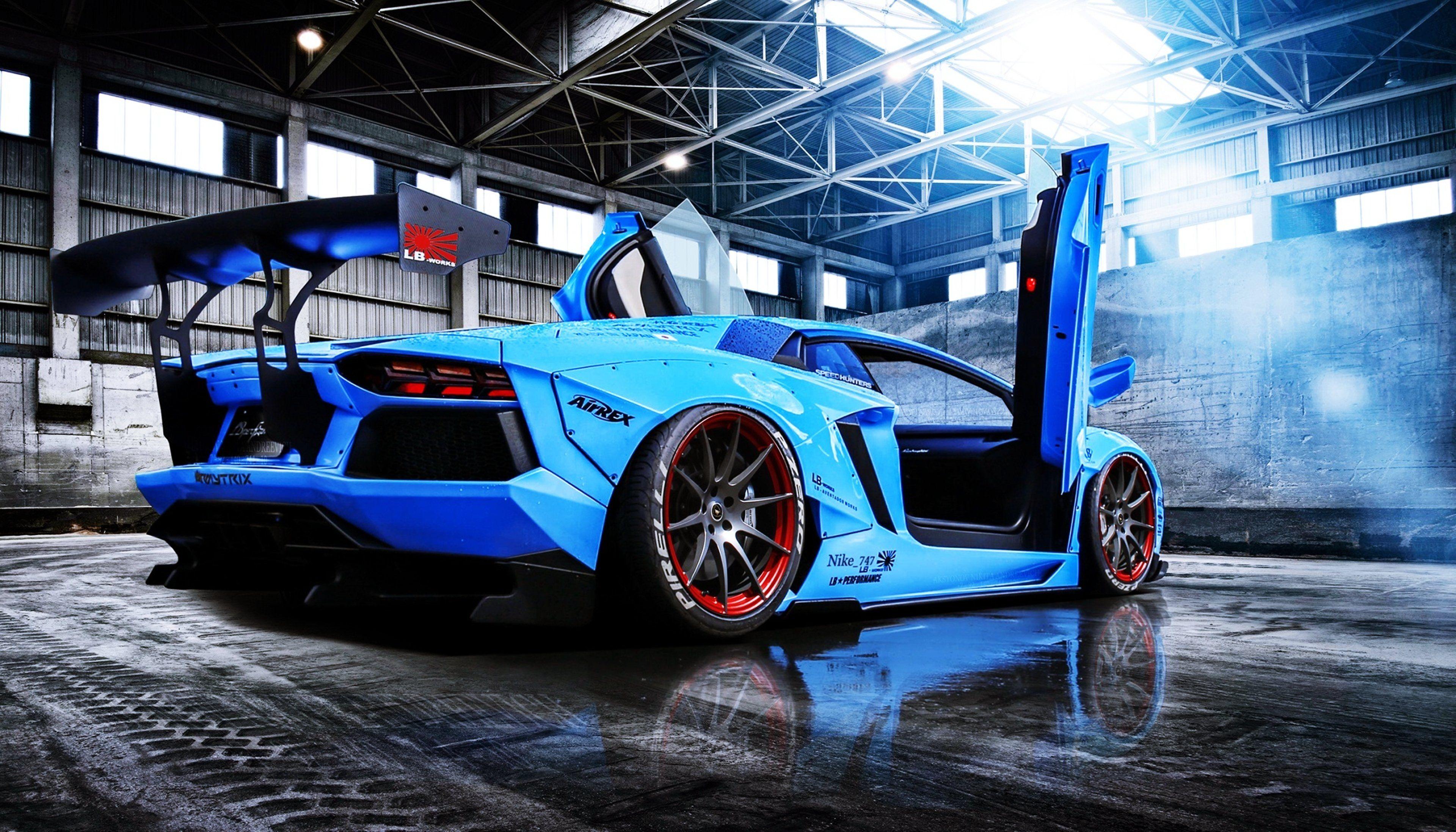 3840x2193 Aventador Beam Blue Cars Doors Lamborghini Liberty LP720 4 Motors