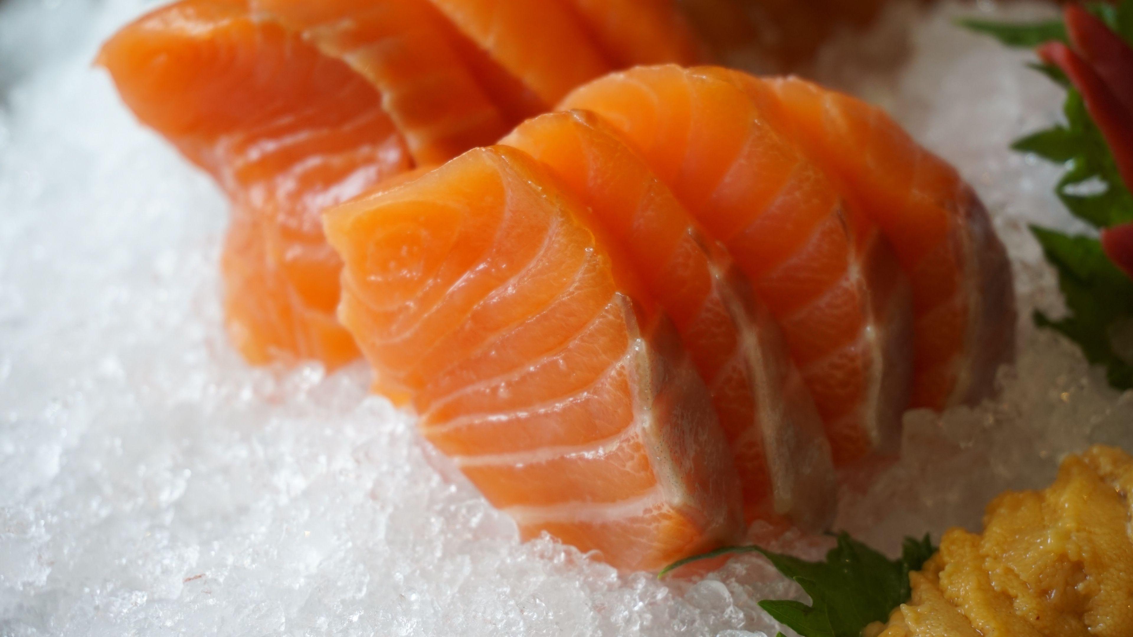 3840x2160 Download wallpaper 3840x2160 salmon, ice, fish, meat, sliced 4k uhd
