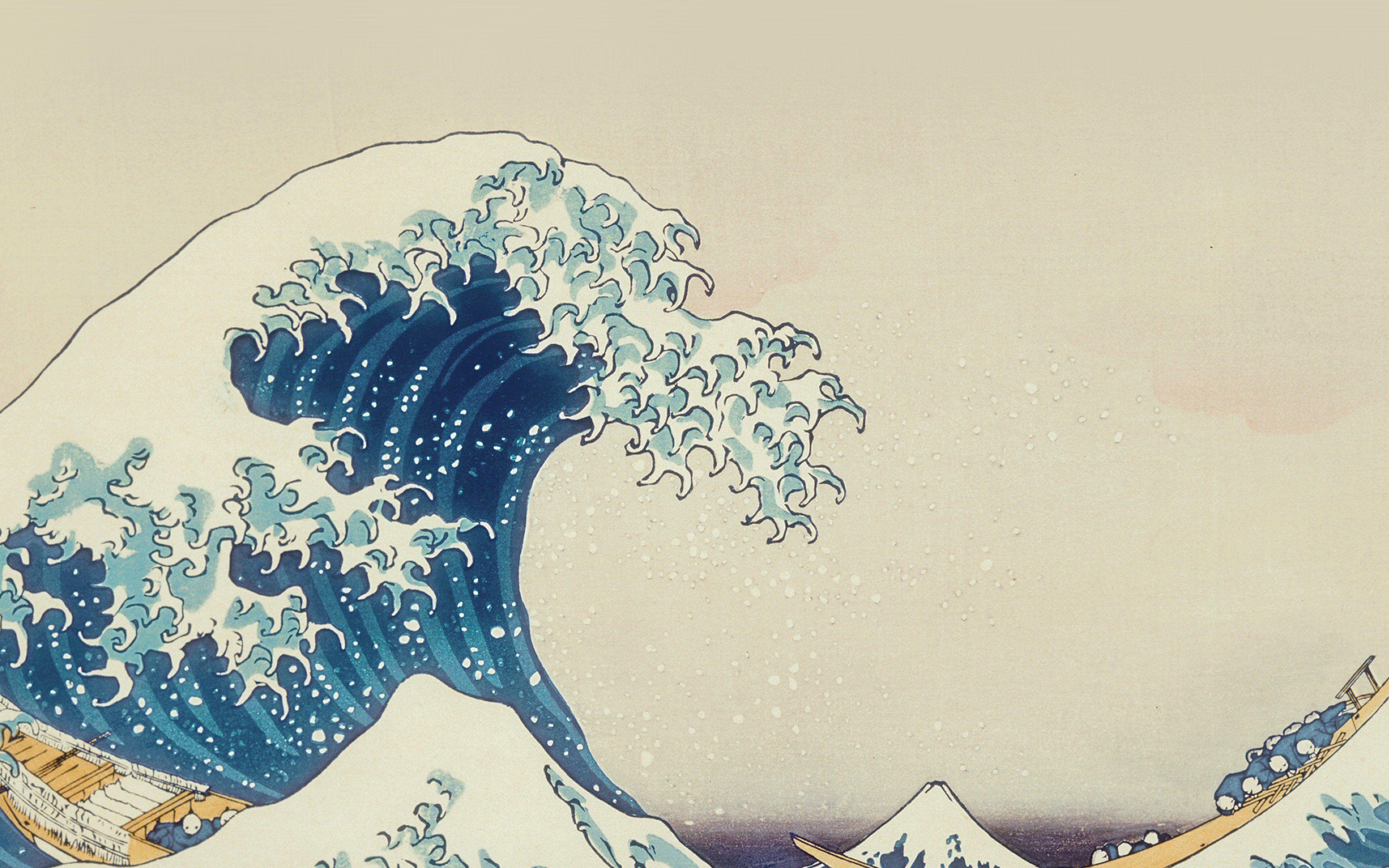 3840x2400 Nghệ thuật sóng Hokusai Tranh minh họa nghệ thuật cổ điển