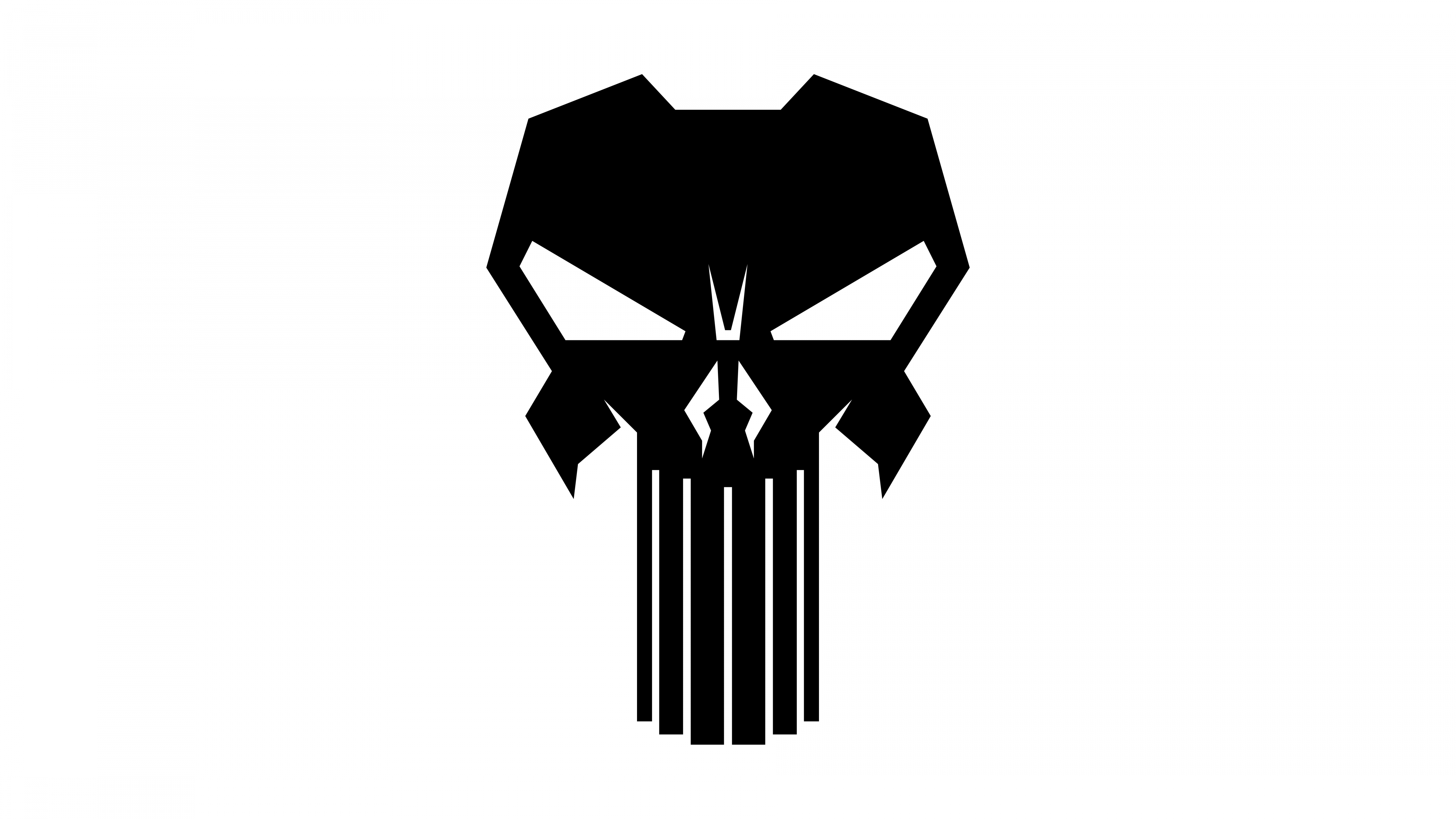 4480x2520 The Punisher logo Wallpaper 4K, White