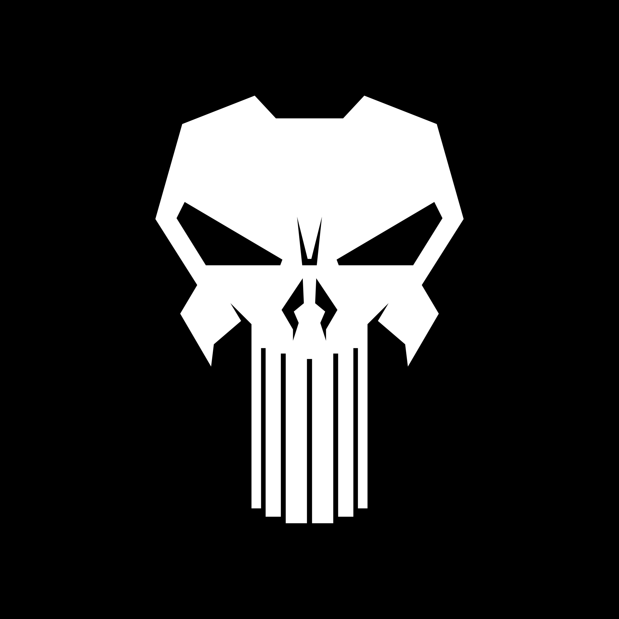2048x2048 The Punisher logo Wallpaper 4K, Black