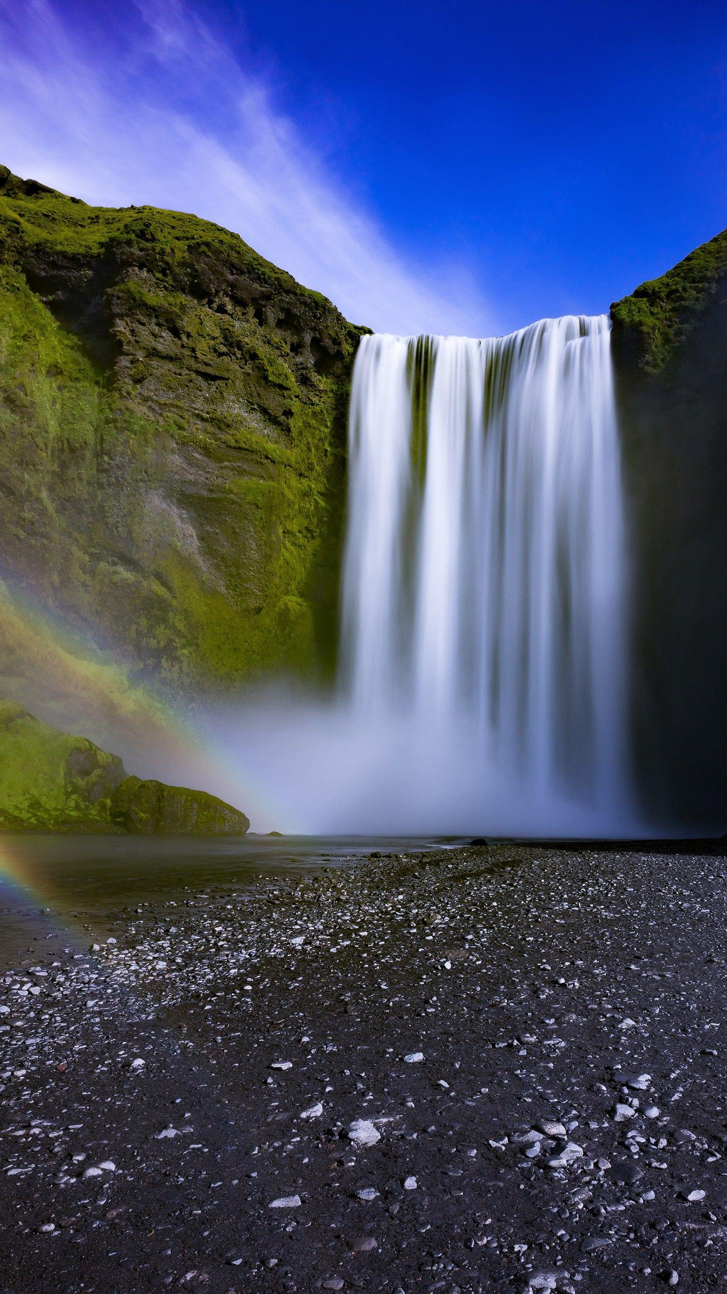 1440x2560 Skogafoss waterfall Iceland 4K Wallpaper. HD Wallpaper