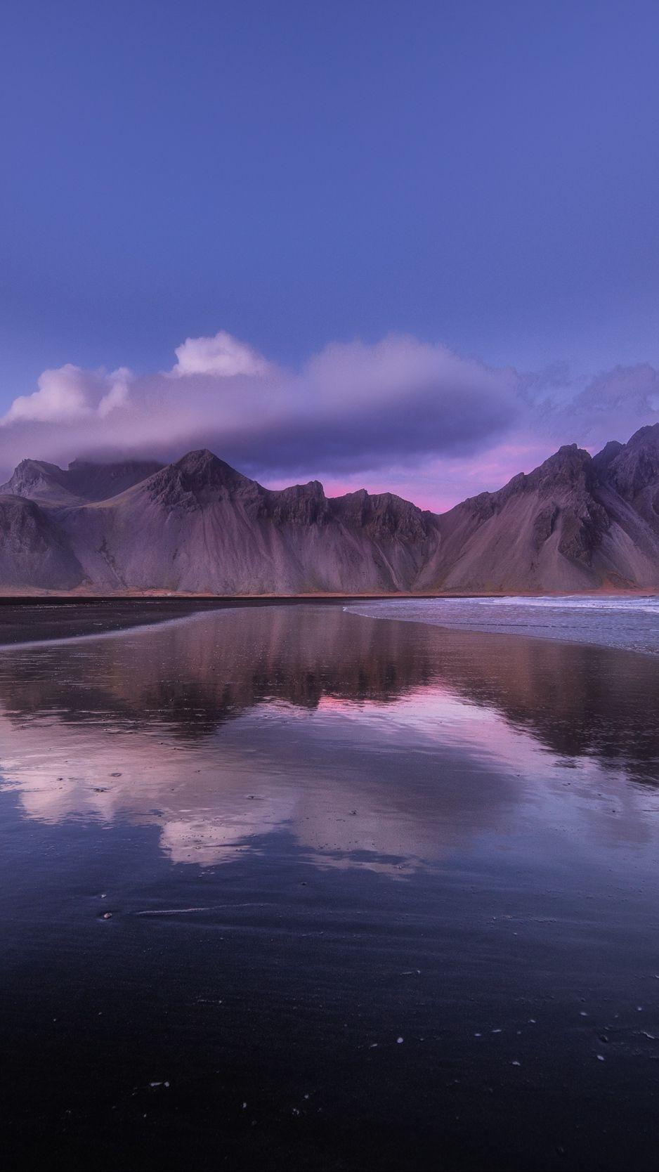 938x1668 Download wallpaper 938x1668 mountain, clouds, coast, iceland