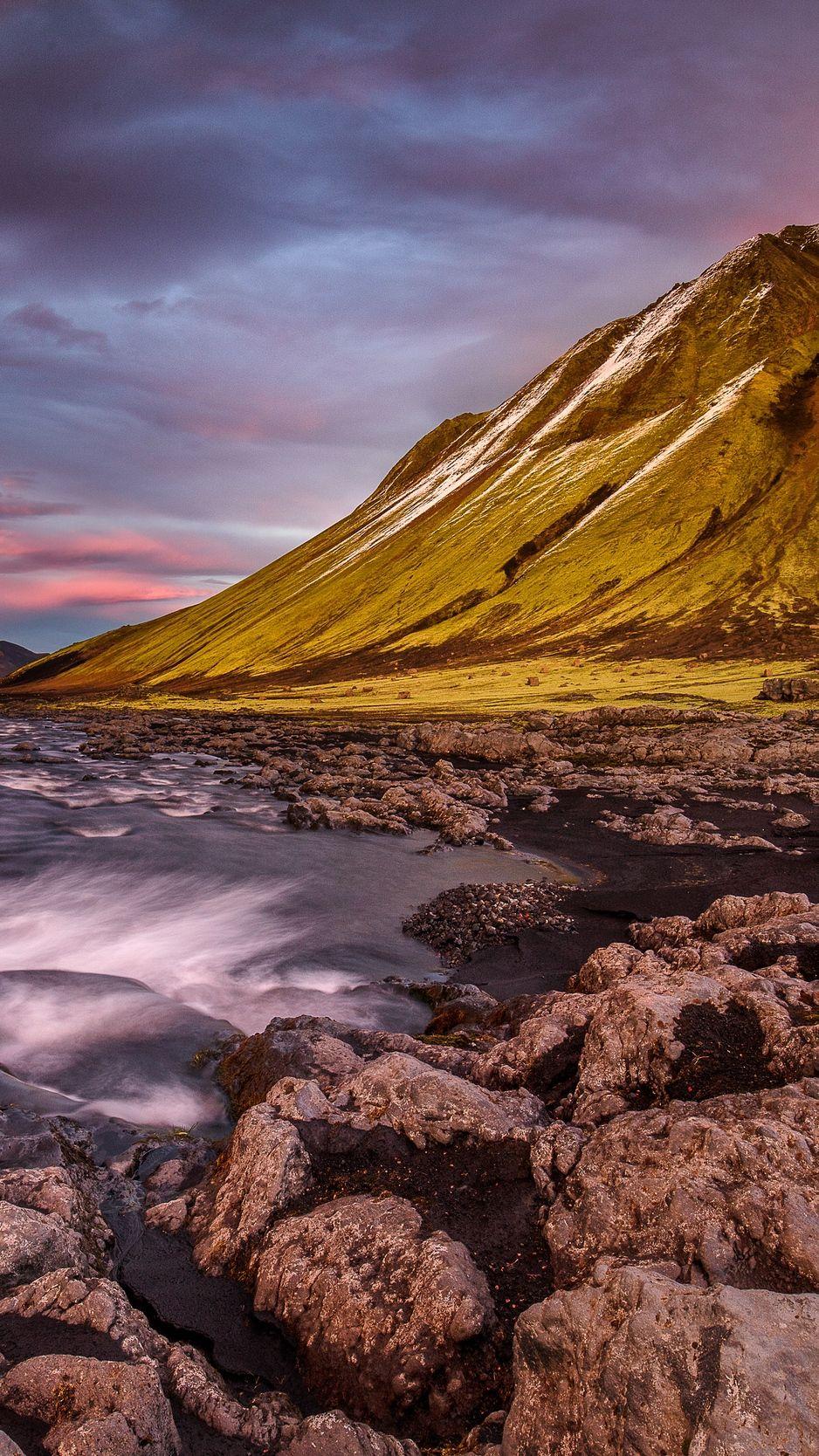 938x1668 Download wallpaper 938x1668 iceland, mountains, river