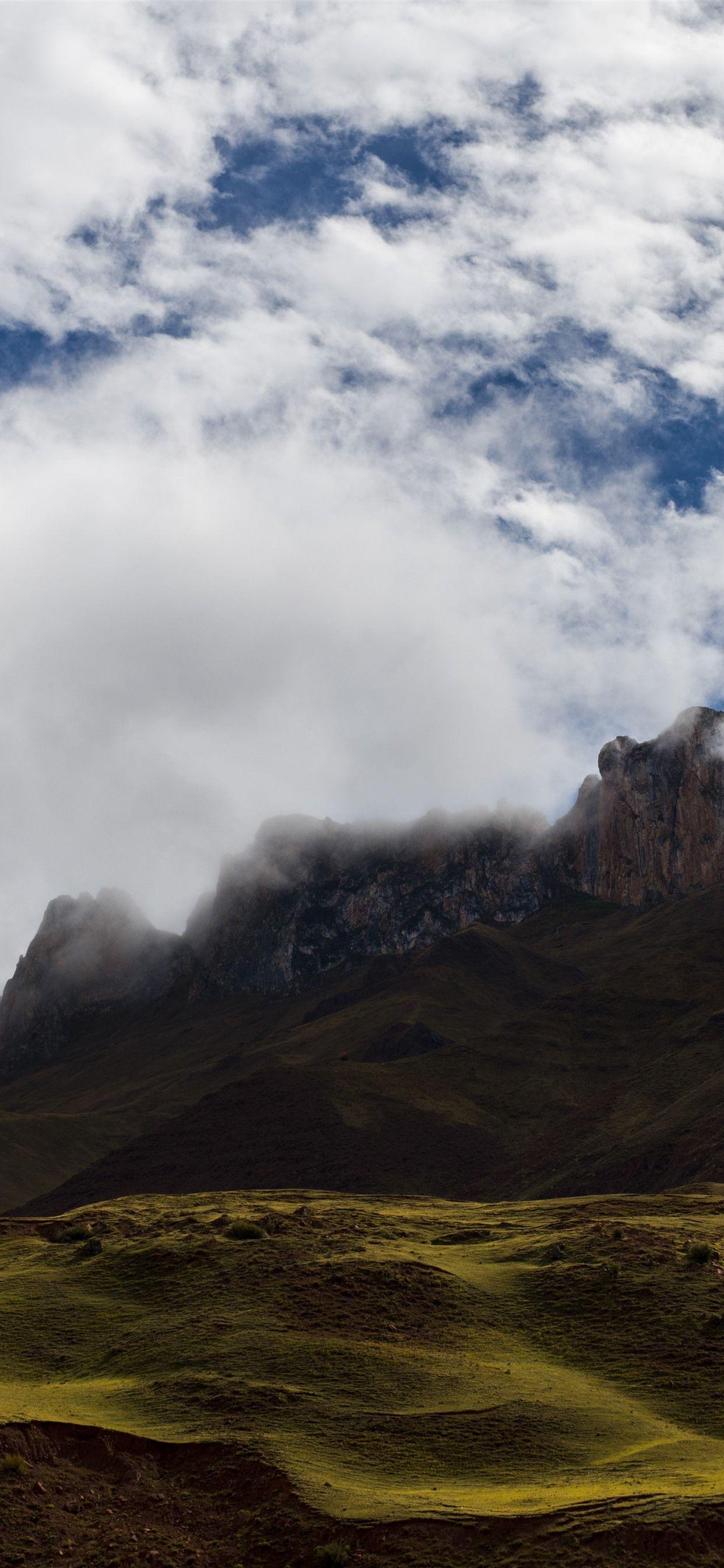 1242x2688 Fog, clouds, mountains, nature landscape, Tibet, China