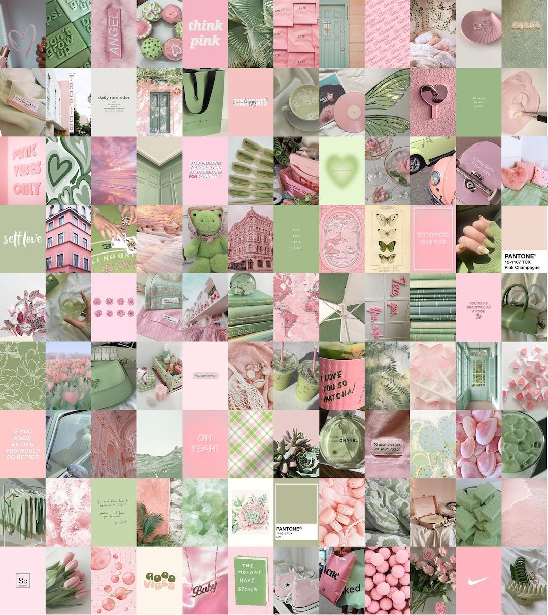 1080x1213 PCS Sage Pink Wall Collage Kit
