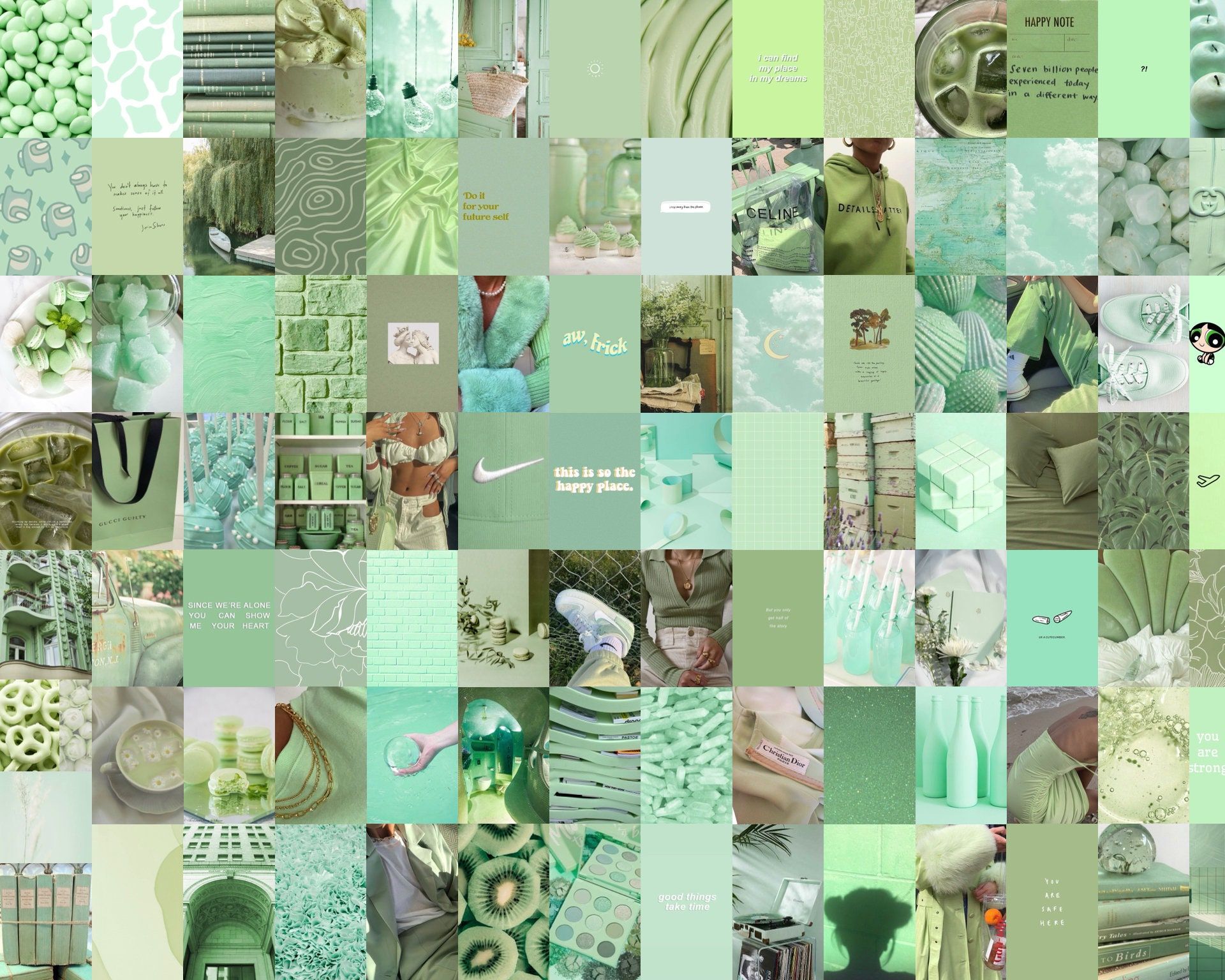 1920x1536 Aesthetic Collage Sage Green Laptop