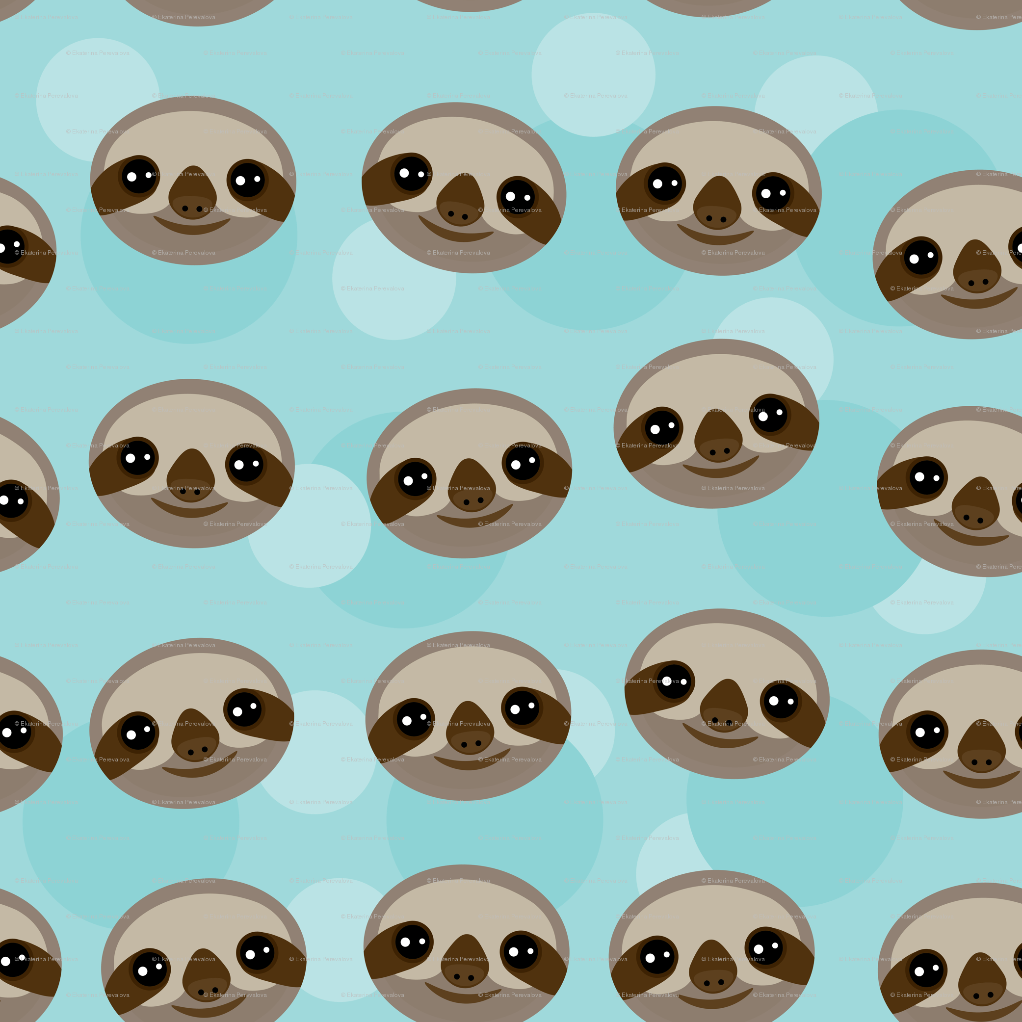 2083x2083 Kawaii Pattern Three Toed Sloth Muzzle On Blue Background