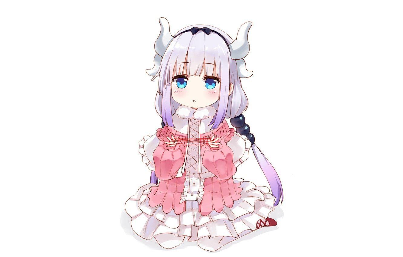 1332x850 Wallpaper kawaii, anime, dragon, cute, japanese, horn, Miss