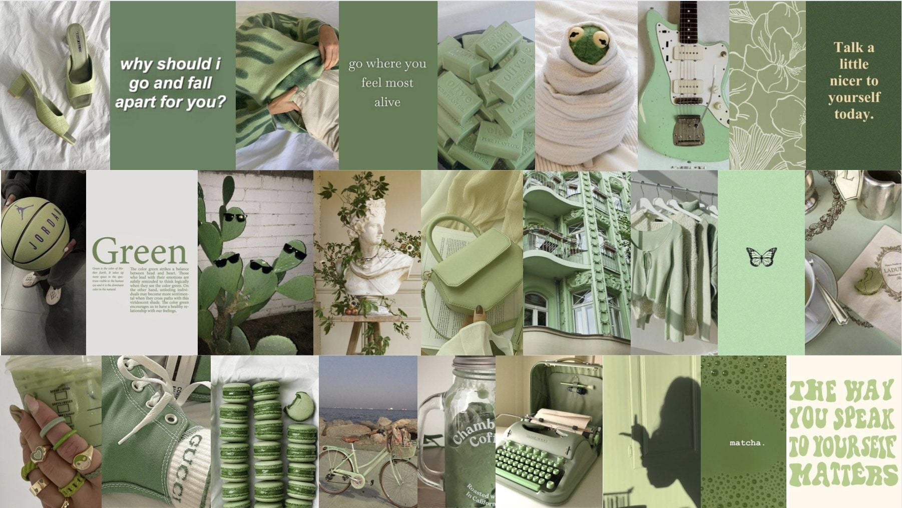 1802x1016 SAGE GREEN AESTHETIC Collage Pics