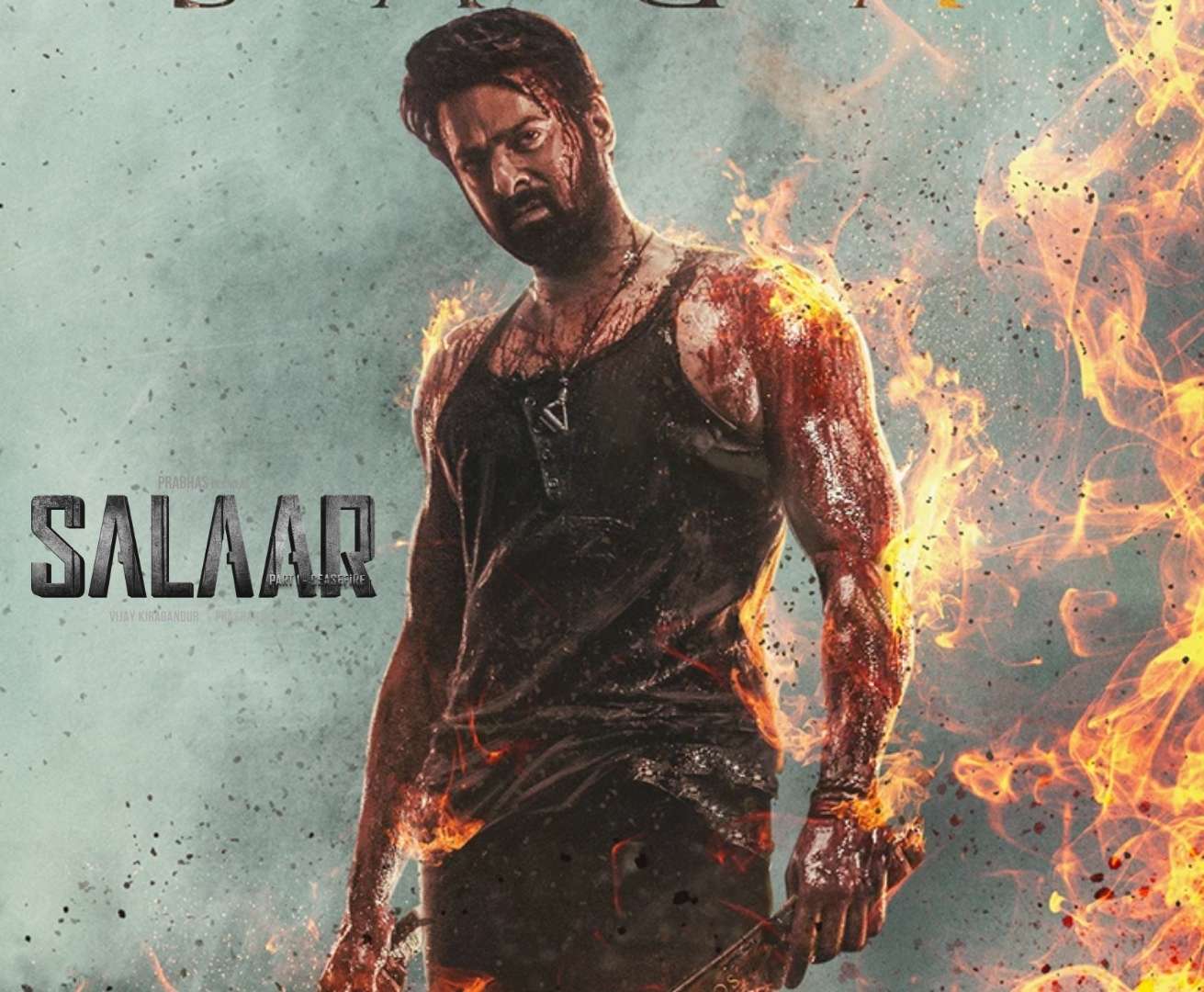 1311x1080 Prabhas on Fire Salaar Movie Poster HD 4k