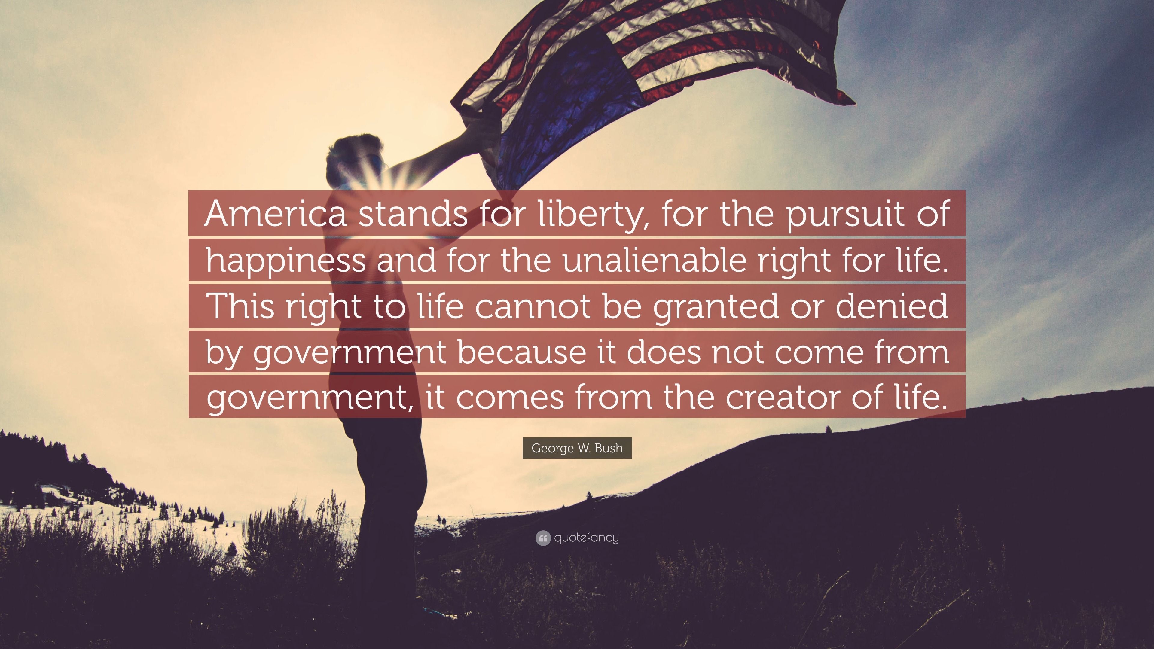 3840x2160 George W. Bush Quote: “America stands