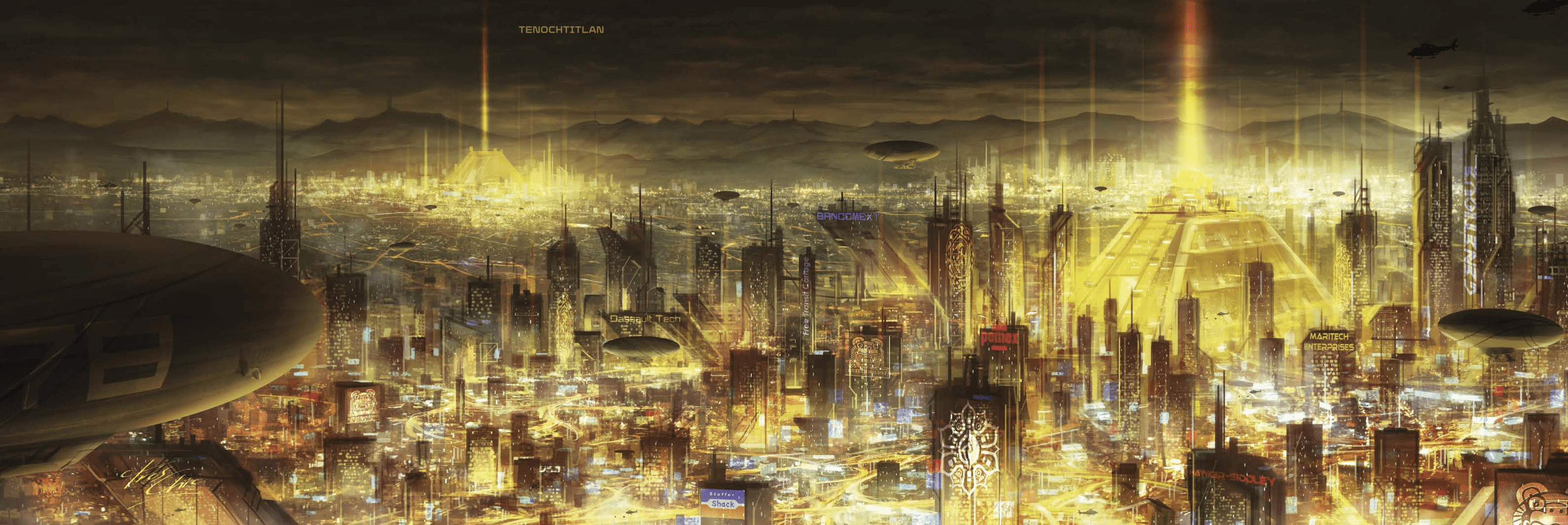 3174x1062 futuristic aztec city Search