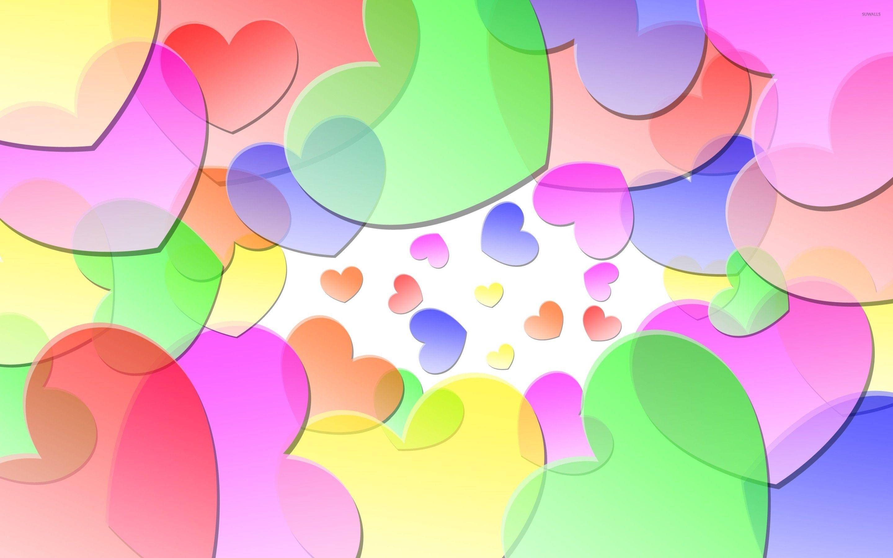 Free Colorful Heart Wallpaper Background Image