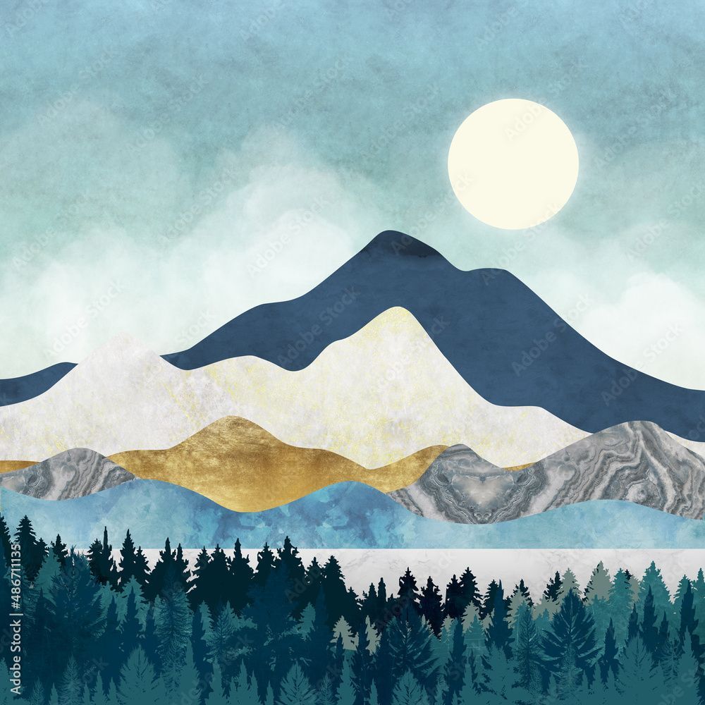 1000x1000 Gold mountain wallpaper design