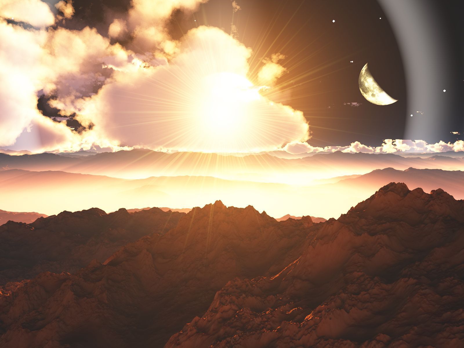1600x1200 A golden mountain ridge