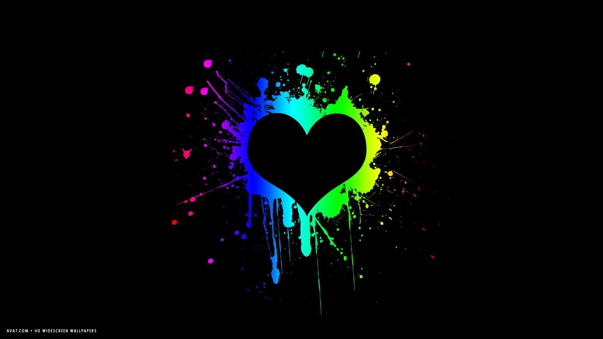 1920x1080 heart artistic black colorful paint .