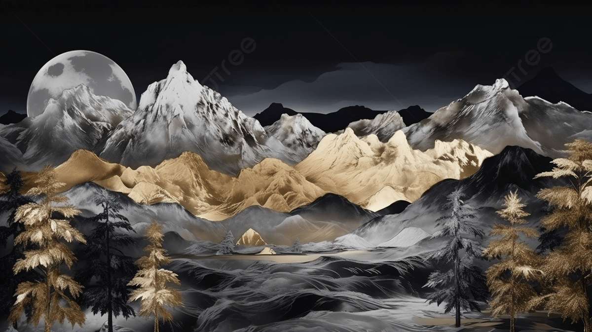1200x673 Mountain View With Many Gold Background